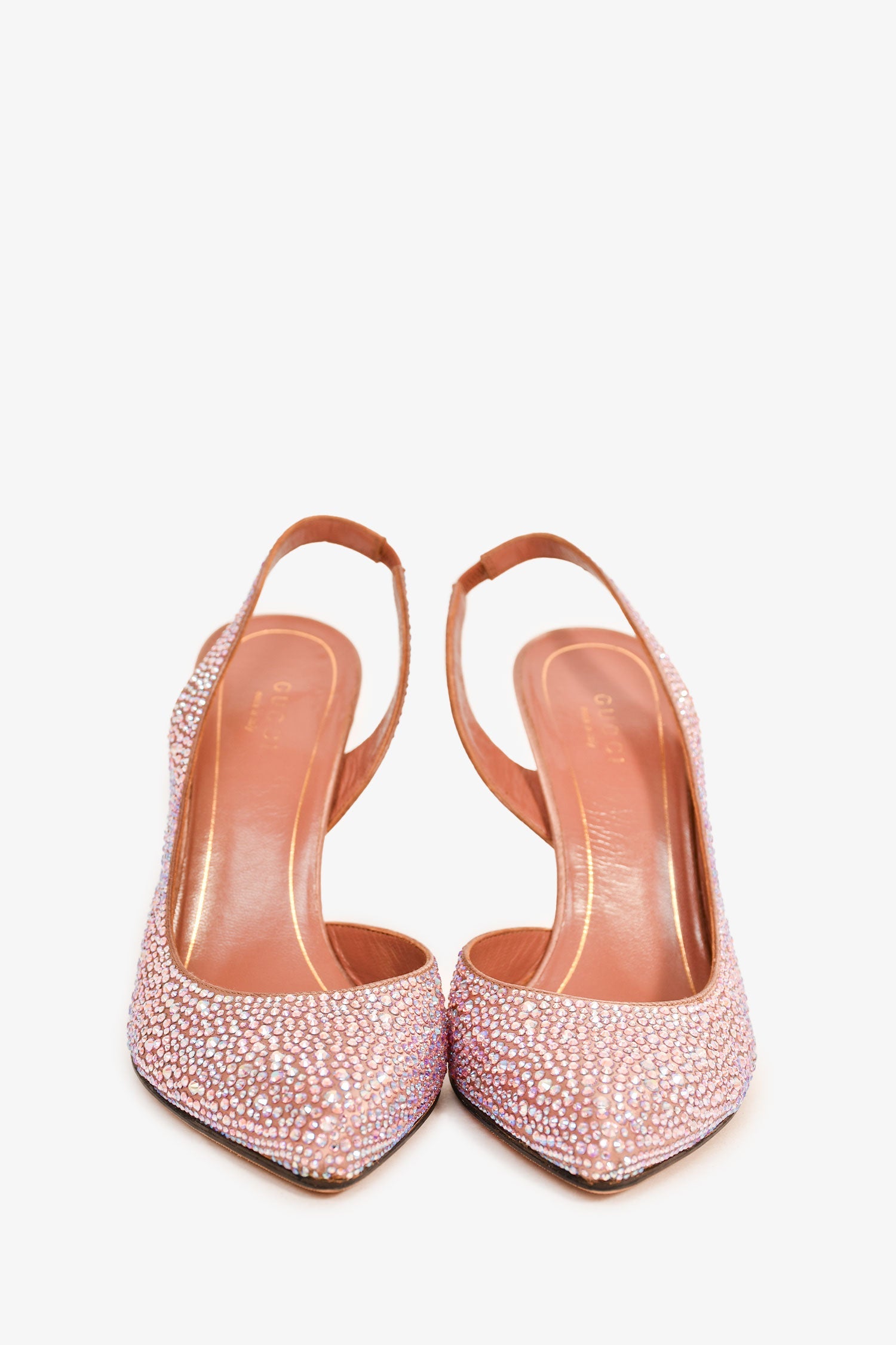 Gucci Pink/Crystal Pointed Toe Pumps Size 35.5