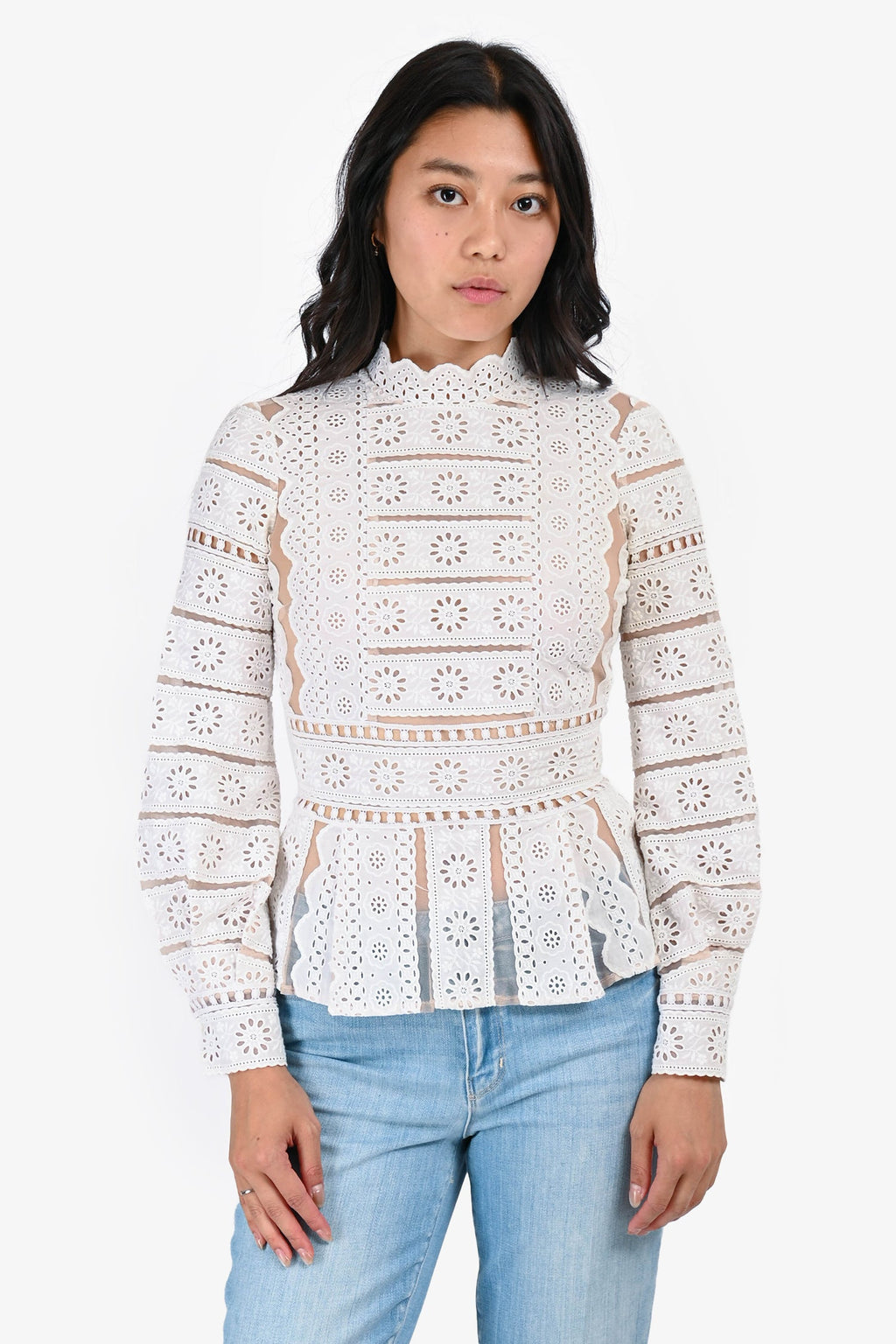 Sea New York White Floral Sheer Blouse Size 0