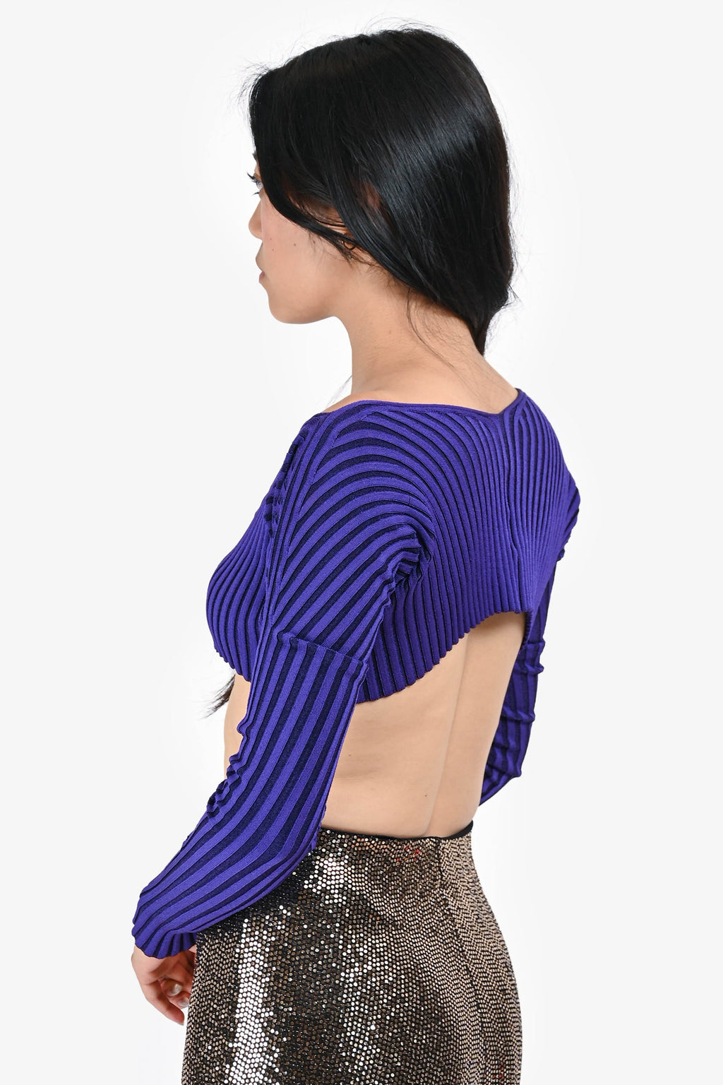 Jacquemus Purple Logo Cropped Long Sleeves igan Size 34