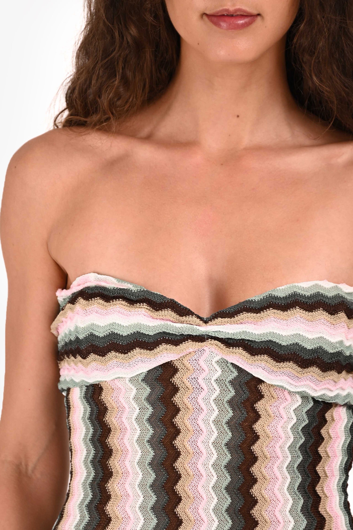 Lovers and Friends Pink/Multicolour Chevron Knit Maxi Dress Size S