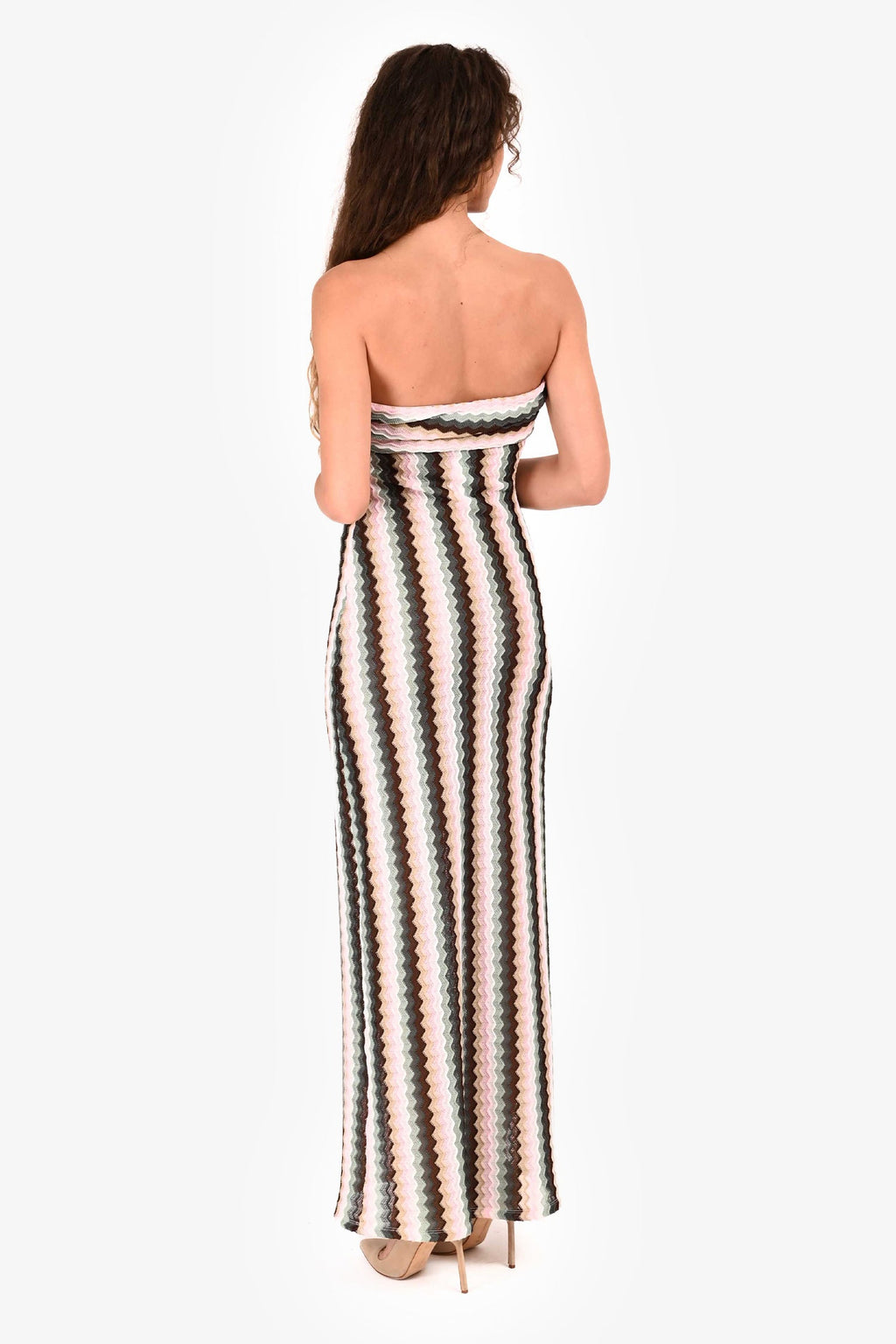 Lovers and Friends Pink/Multicolour Chevron Knit Maxi Dress Size S