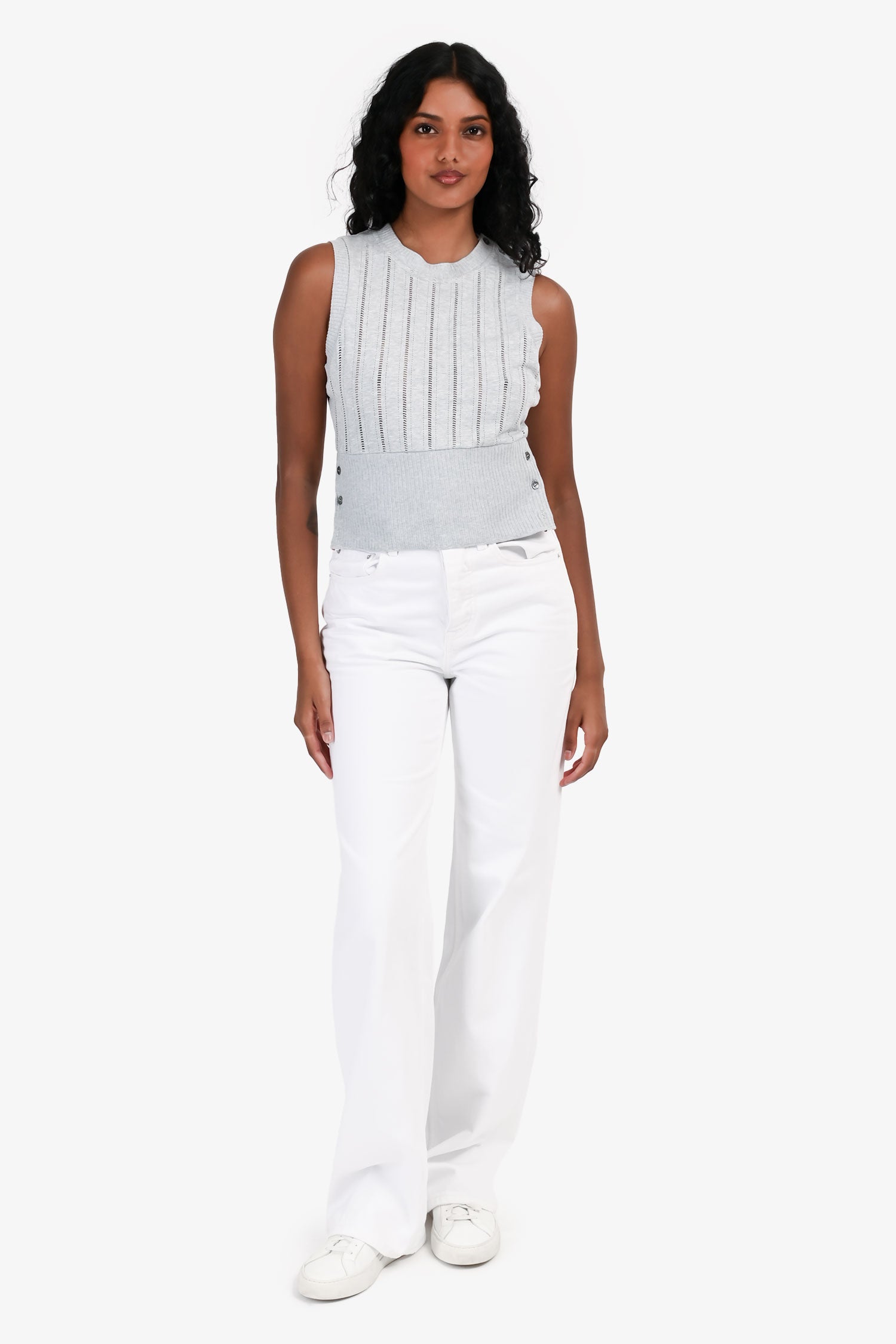 GRLFRND White Denim Wide Leg Jeans Size 24