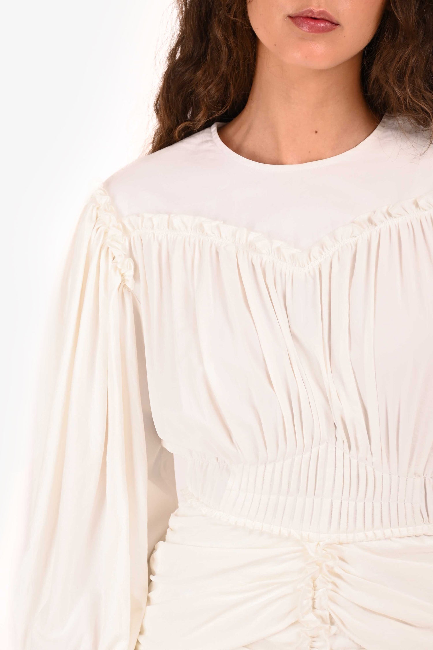 Isabel Marant White Long Sleeves 'Gathered' Mini Dress Size 36