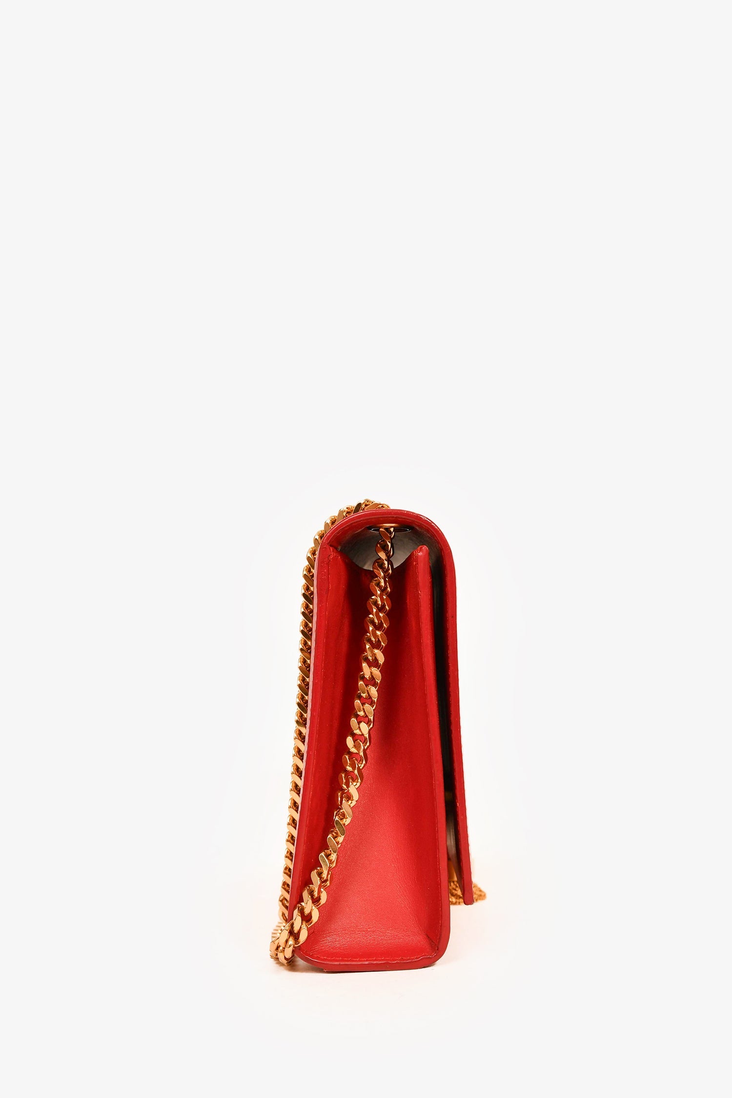 Saint Laurent Red Leather Medium Kate Tassel Bag on Chain