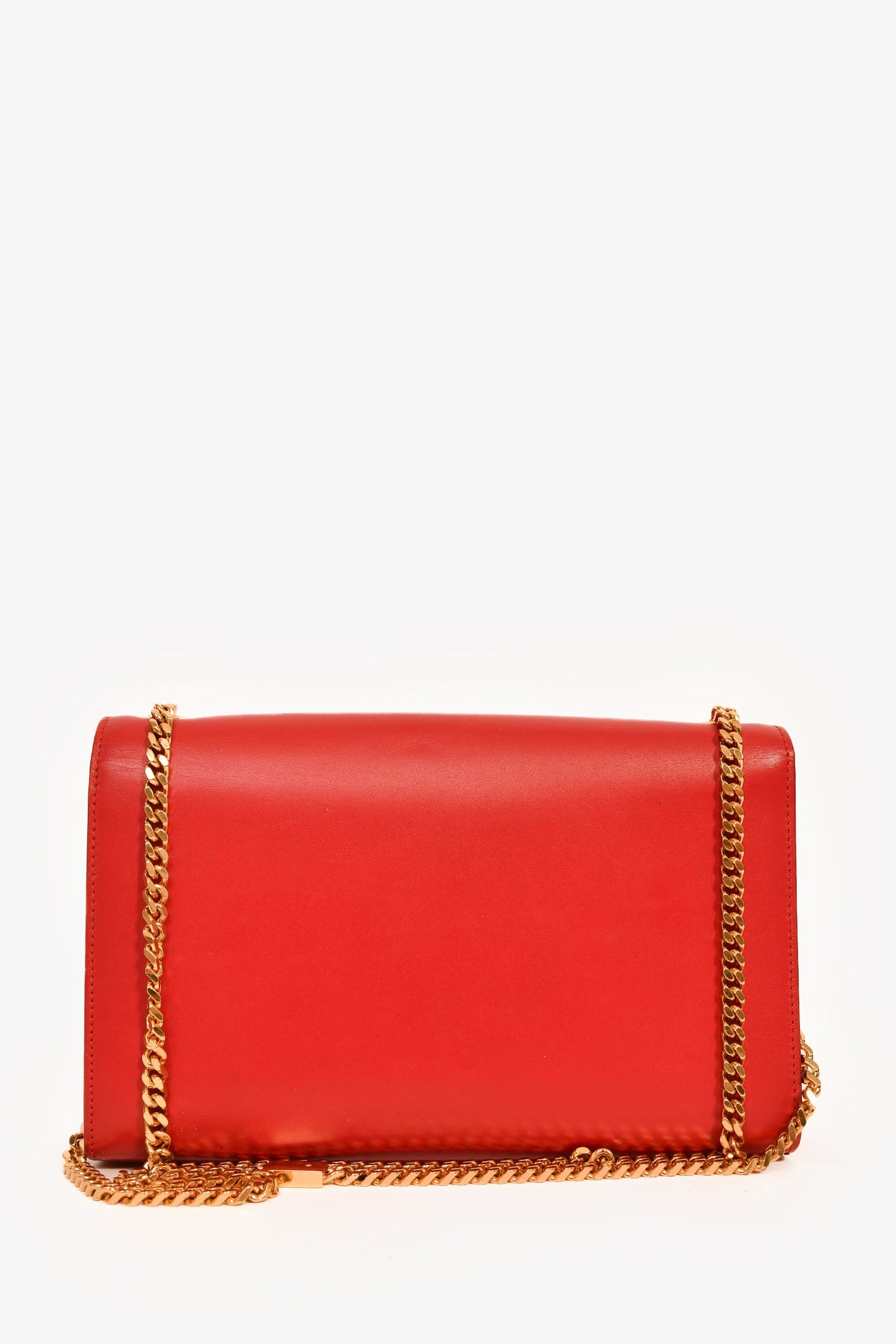 Saint Laurent Red Leather Medium Kate Tassel Bag on Chain