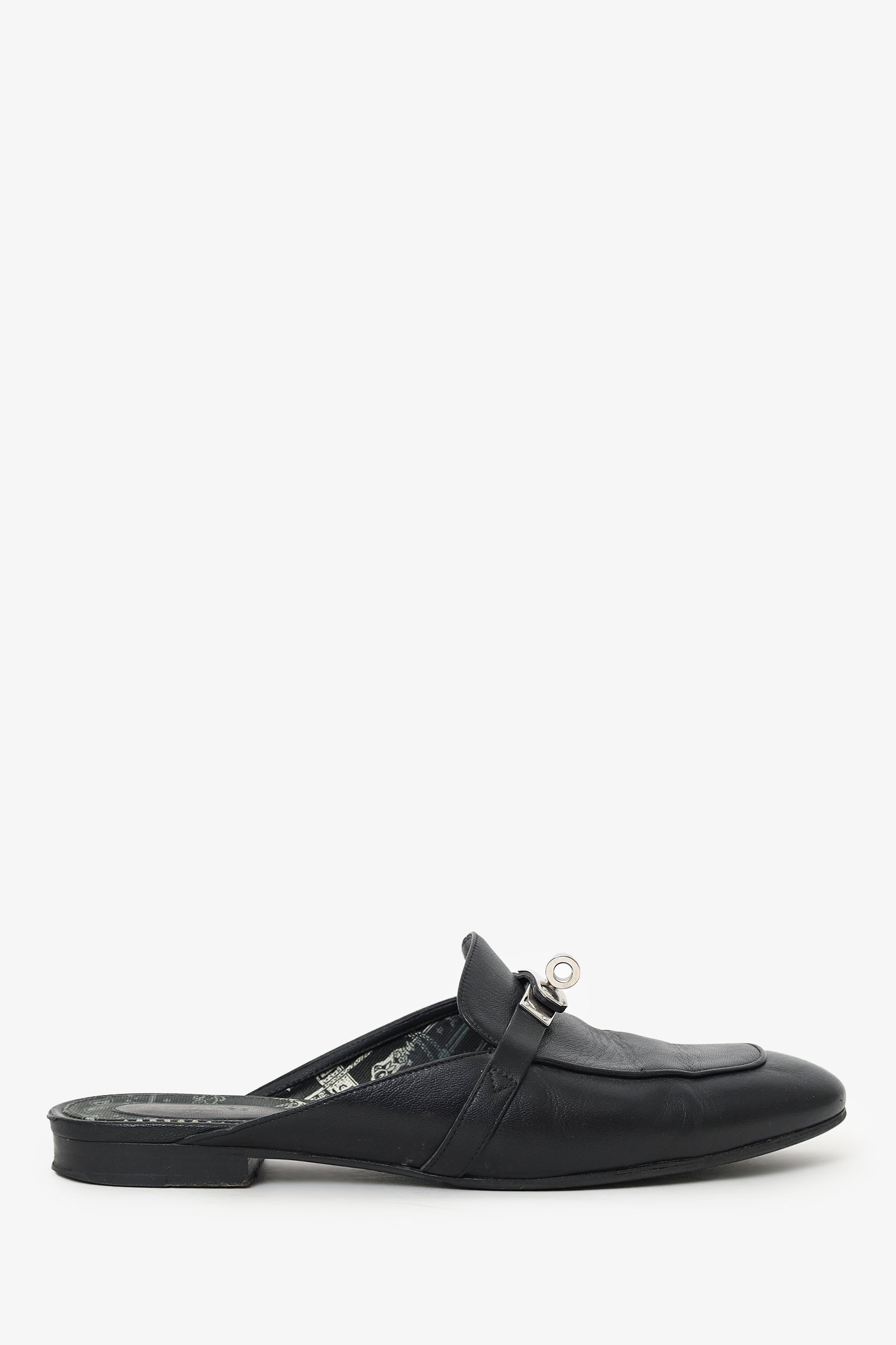 Hermès Black Leather OZ Kelly Mules Size 40