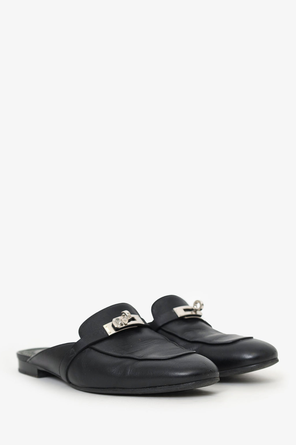 Hermès Black Leather OZ Kelly Mules Size 40