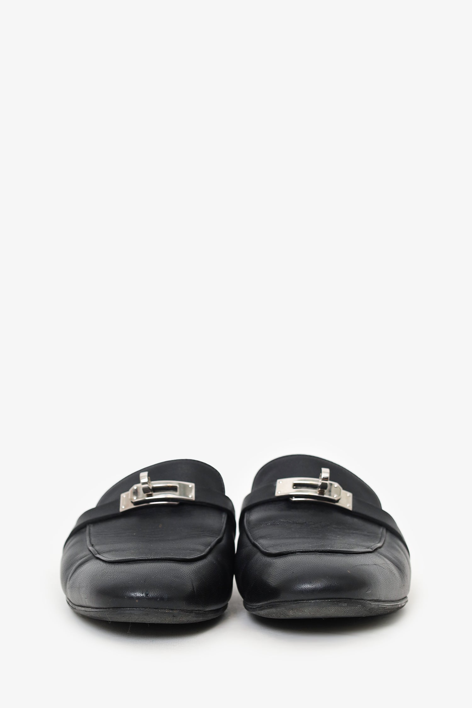 Hermès Black Leather OZ Kelly Mules Size 40