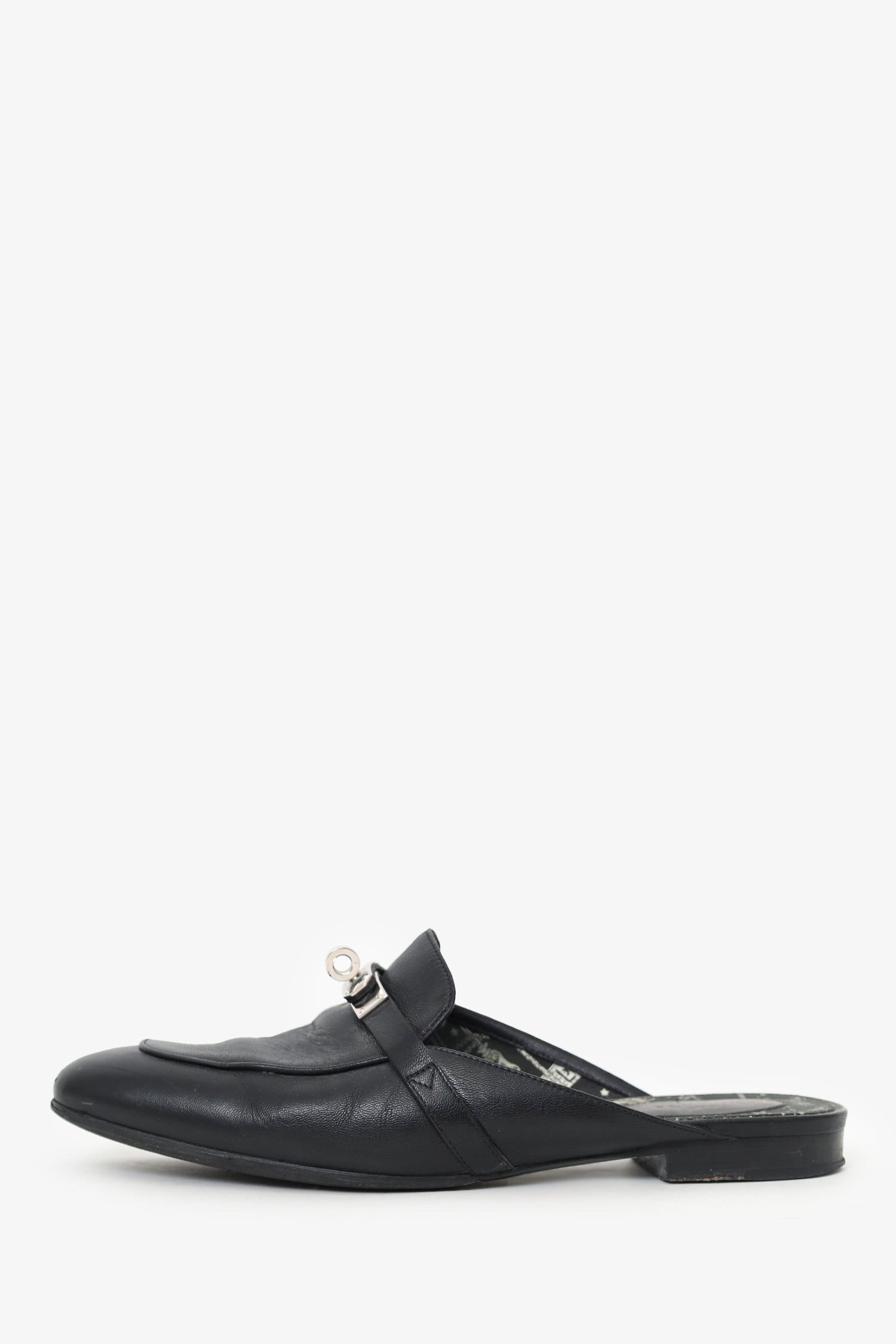 Hermès Black Leather OZ Kelly Mules Size 40