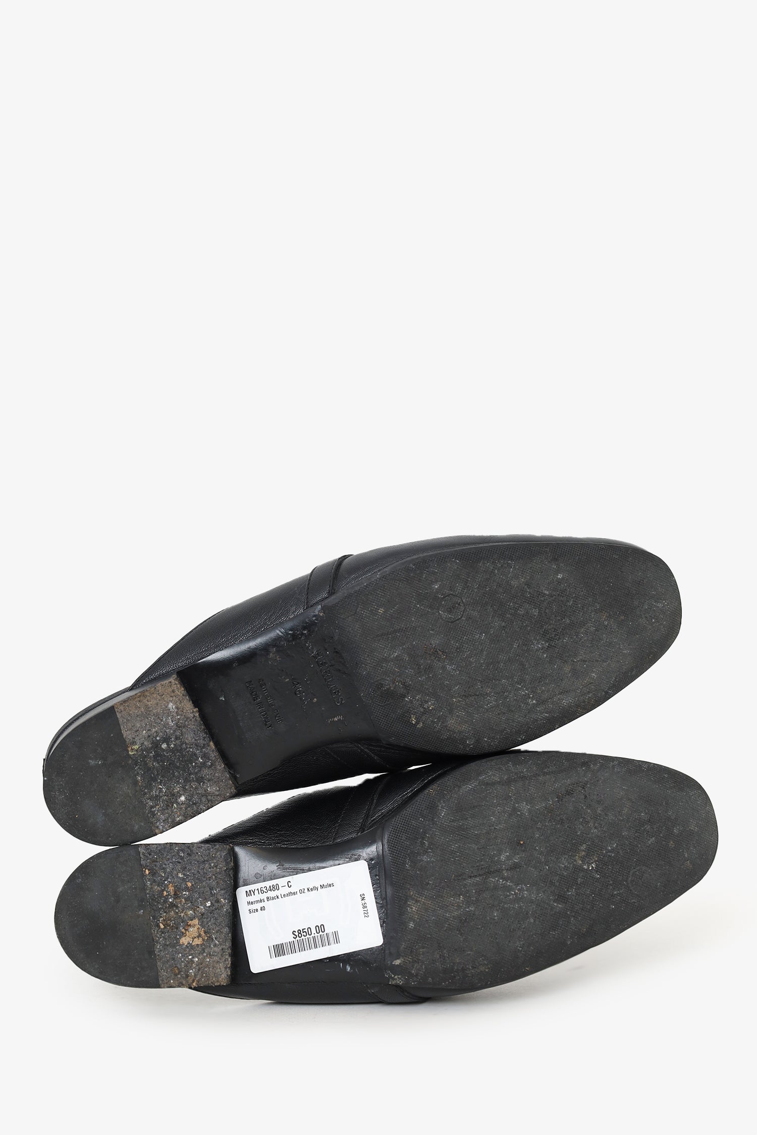 Hermès Black Leather OZ Kelly Mules Size 40