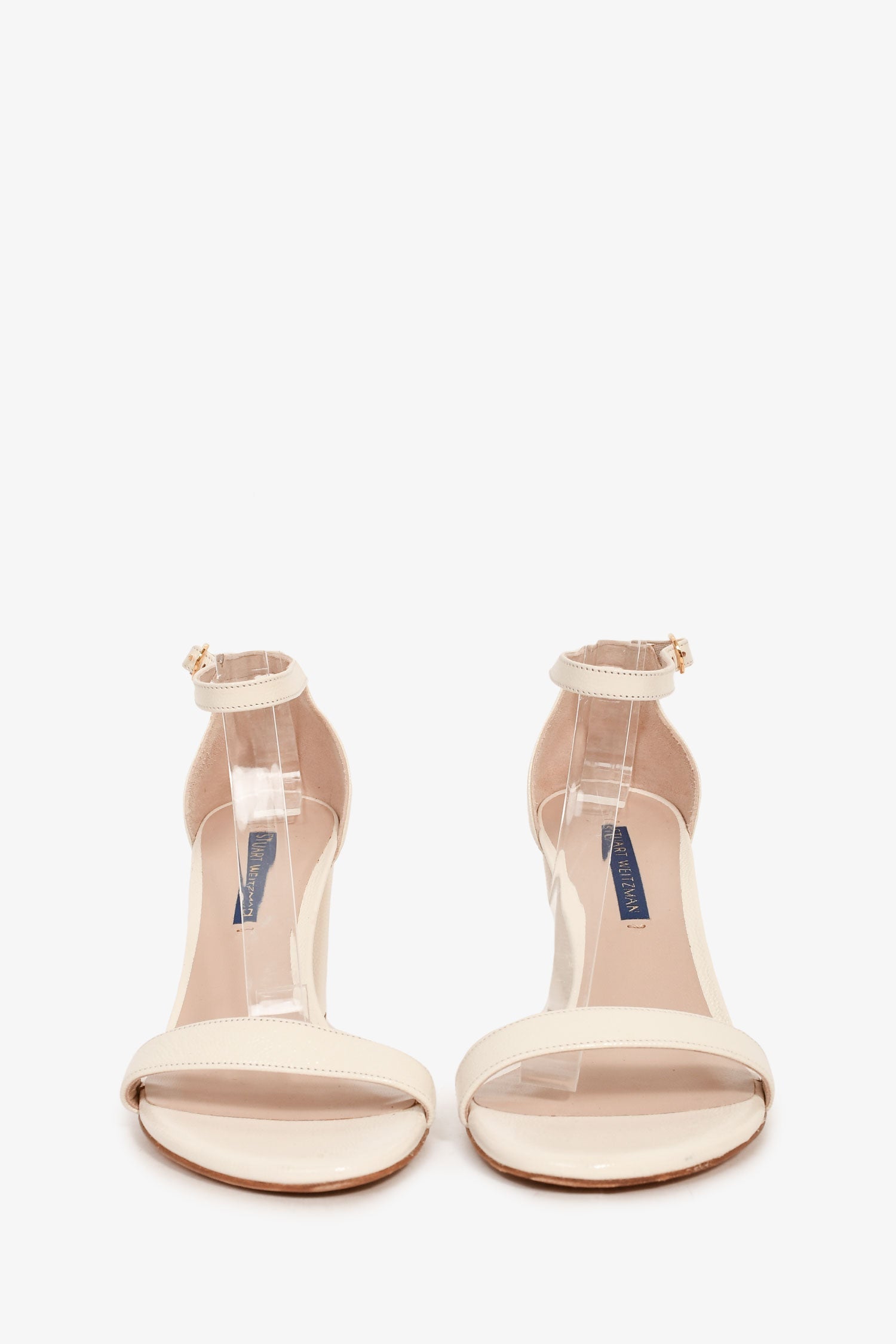 Stuart Weitzman White Patent Strappy Block Heels Size 36.5