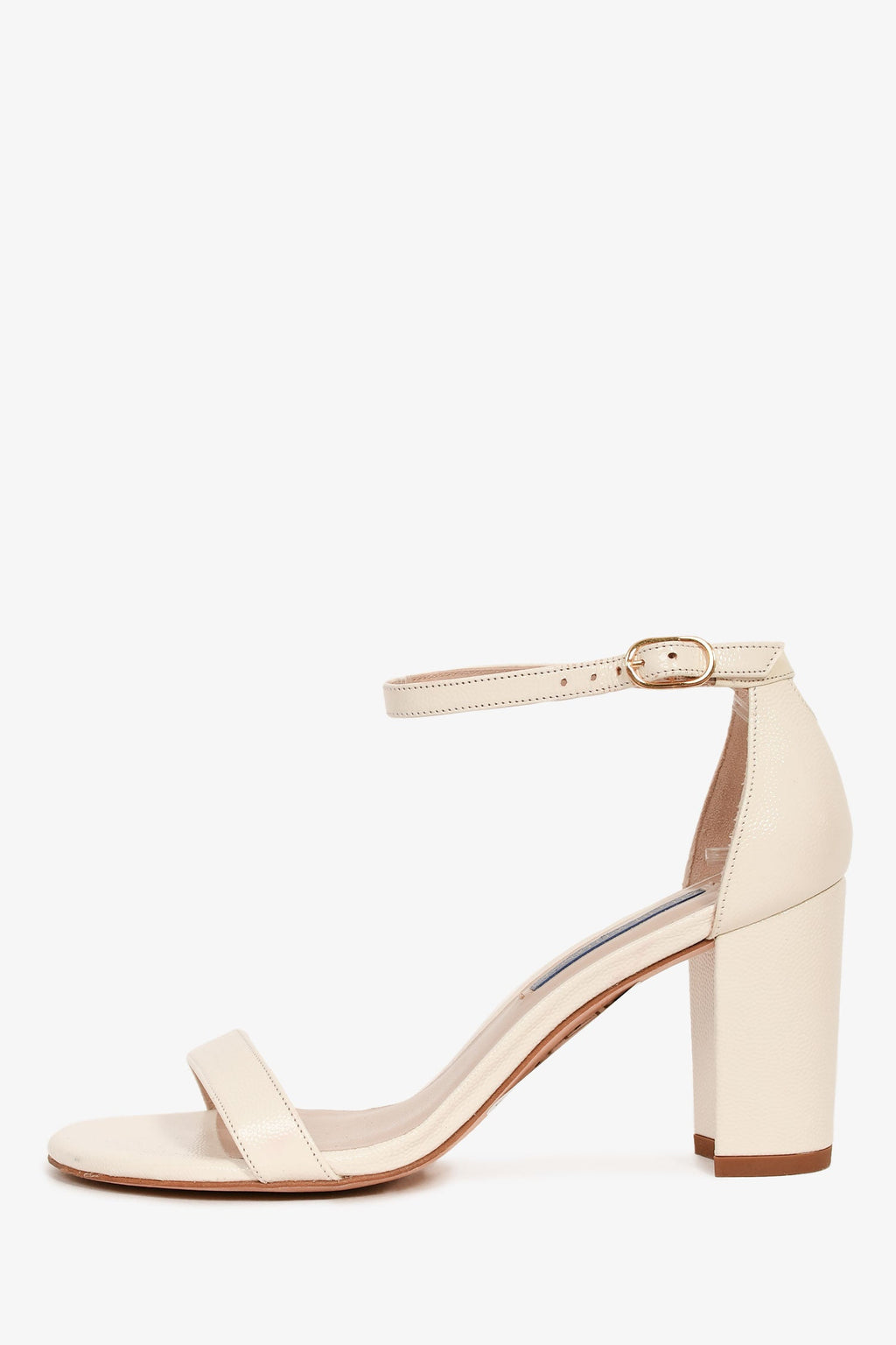 Stuart Weitzman White Patent Strappy Block Heels Size 36.5