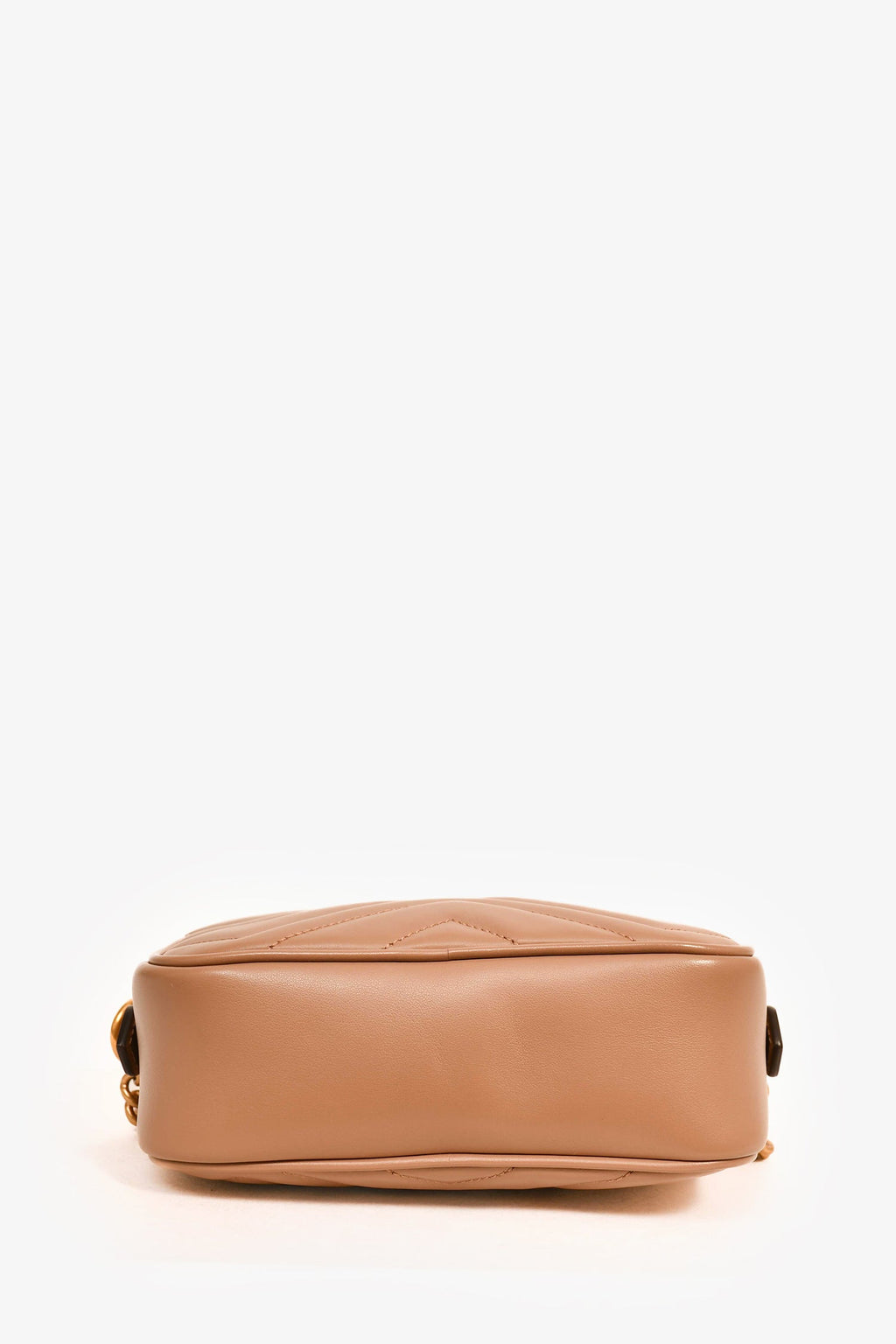 Gucci Beige GG Quilted Chevron Leather Marmont Mini Camera Bag