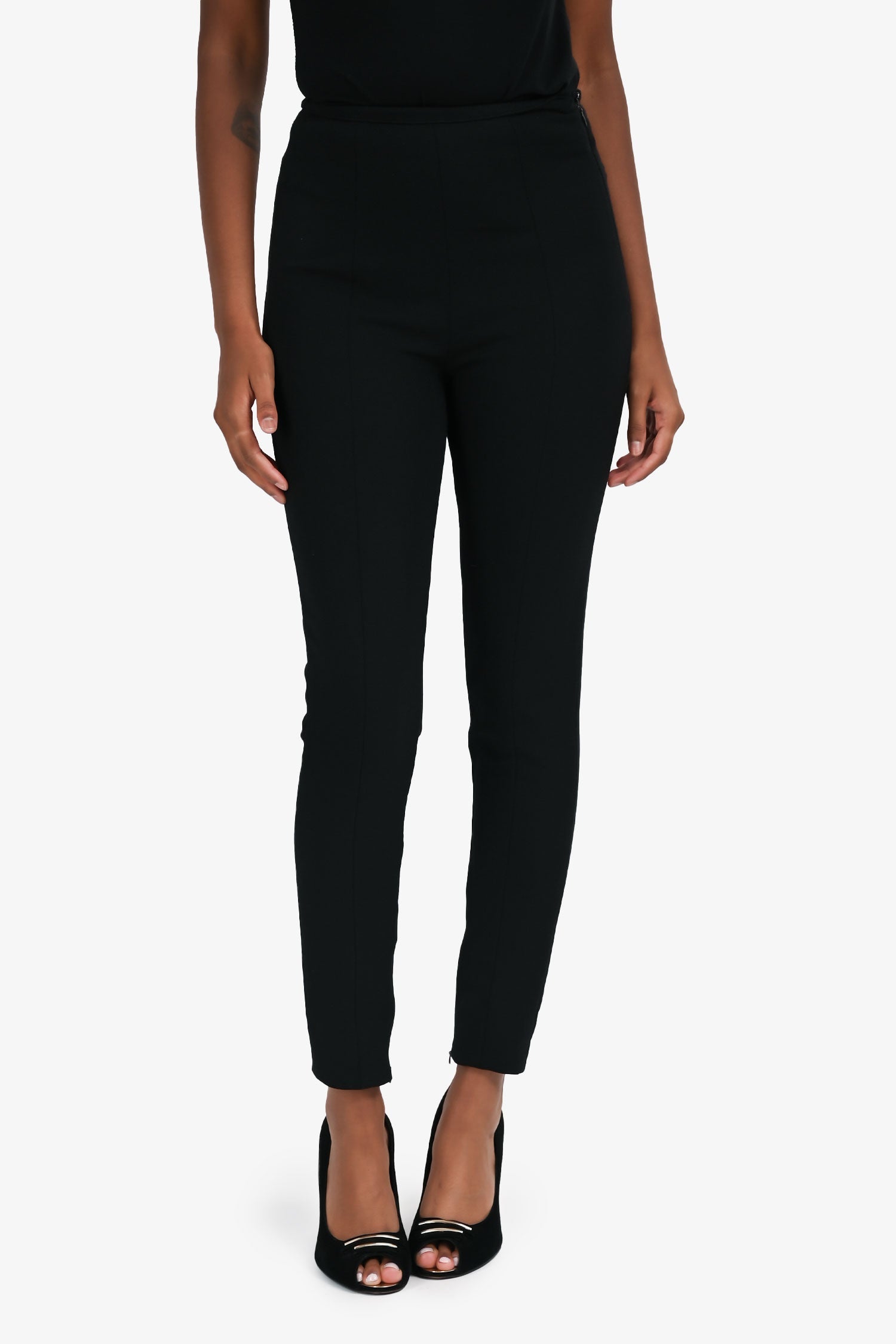 Prada Black Slim Zip Ankle Trousers Size 36