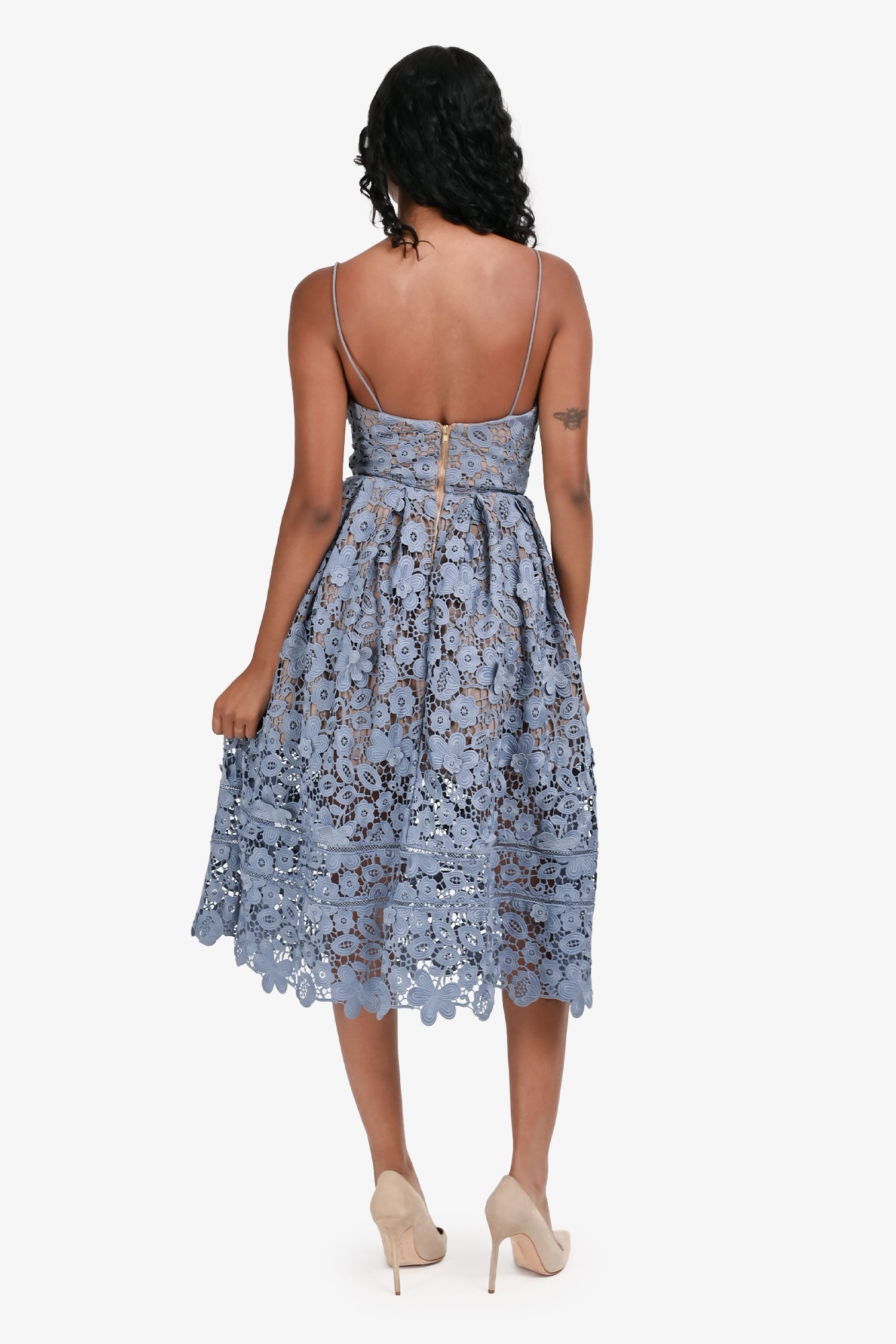 Self Portrait Blue Floral Embroidered Midi Dress Size 0