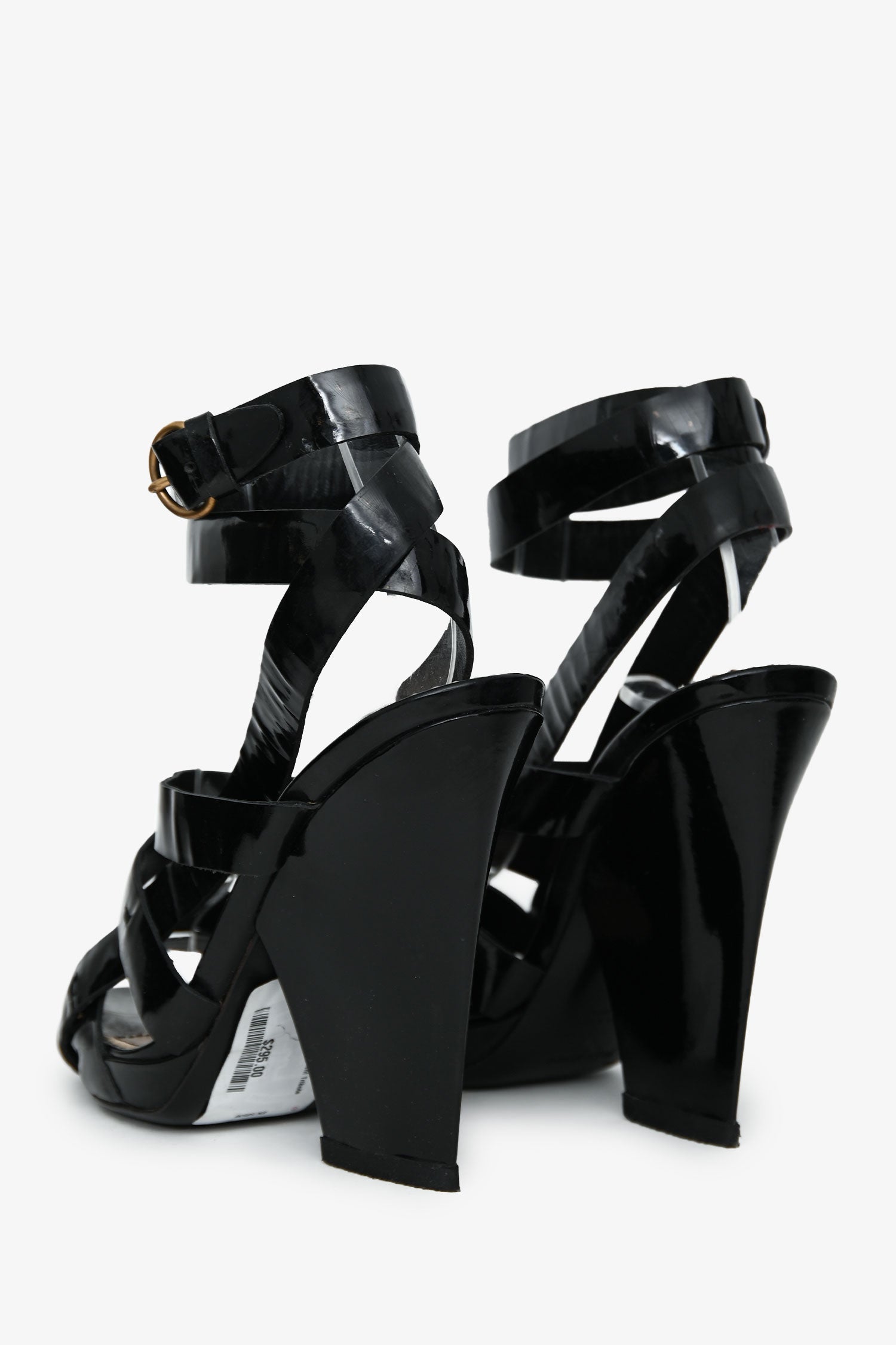 Yves Saint Laurent Black Patent Tribute Wrap Heels Size 39
