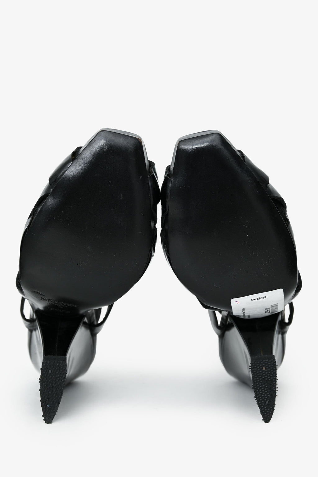 Yves Saint Laurent Black Patent Tribute Wrap Heels Size 39