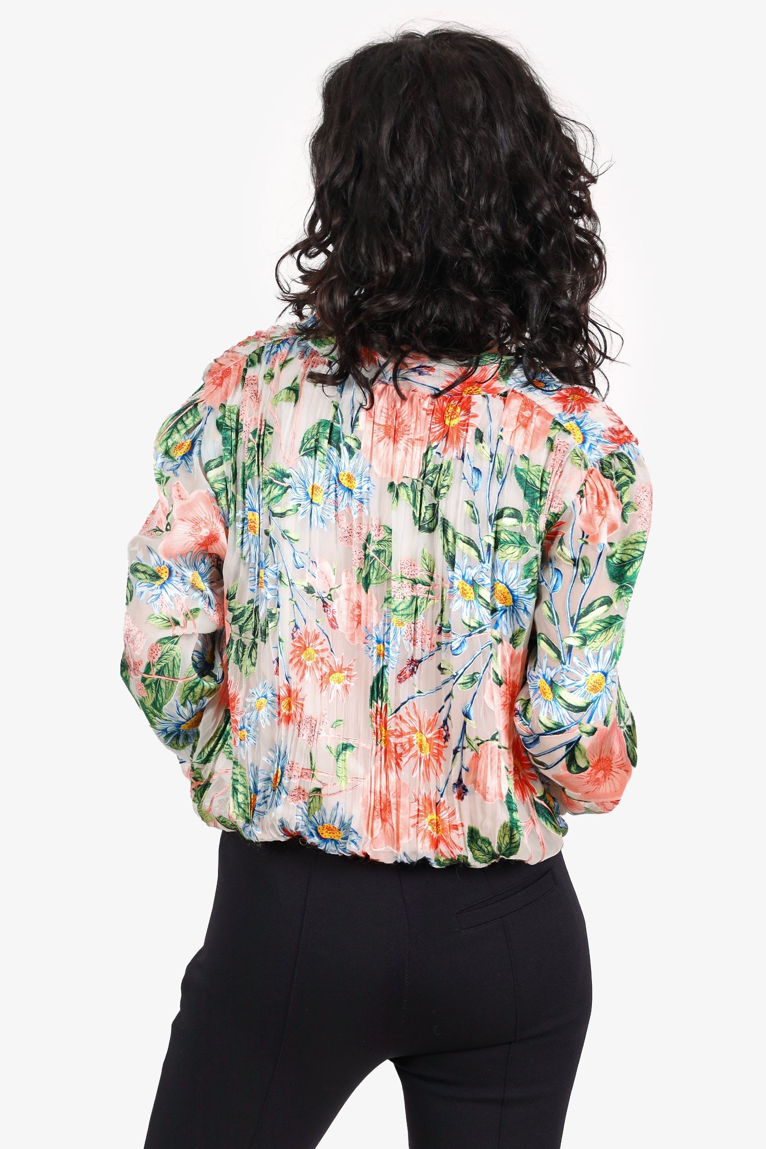 Alice + Olivia White 'Trista' Floral Burnout Crossover Top Size XS