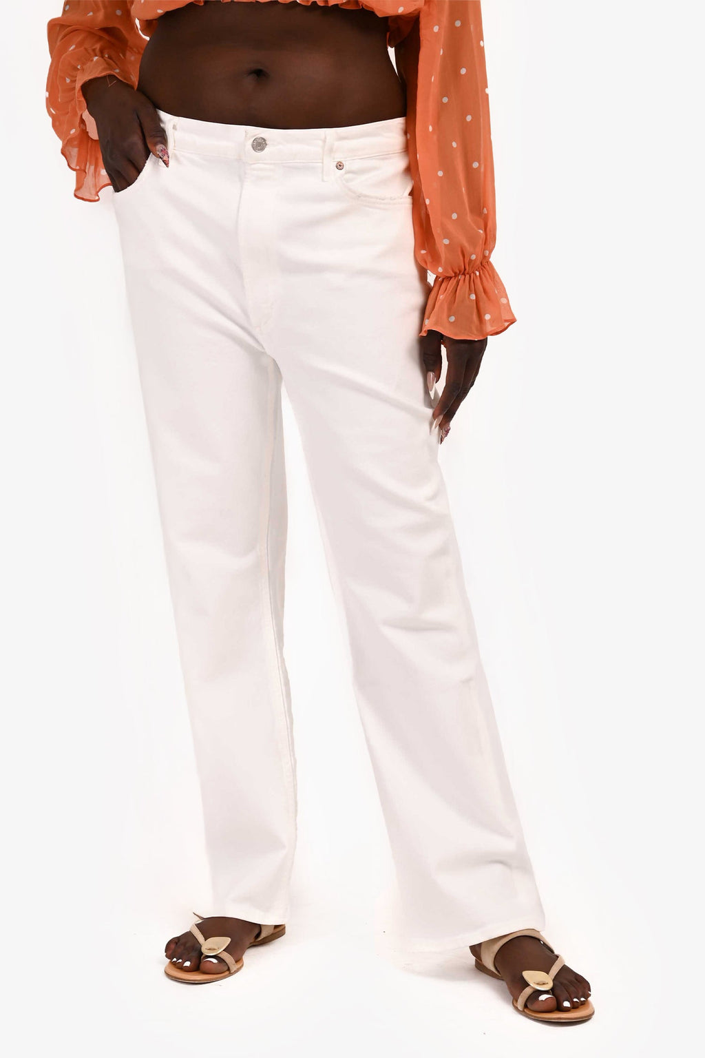 Agolde White Straight Leg Denim Size 33