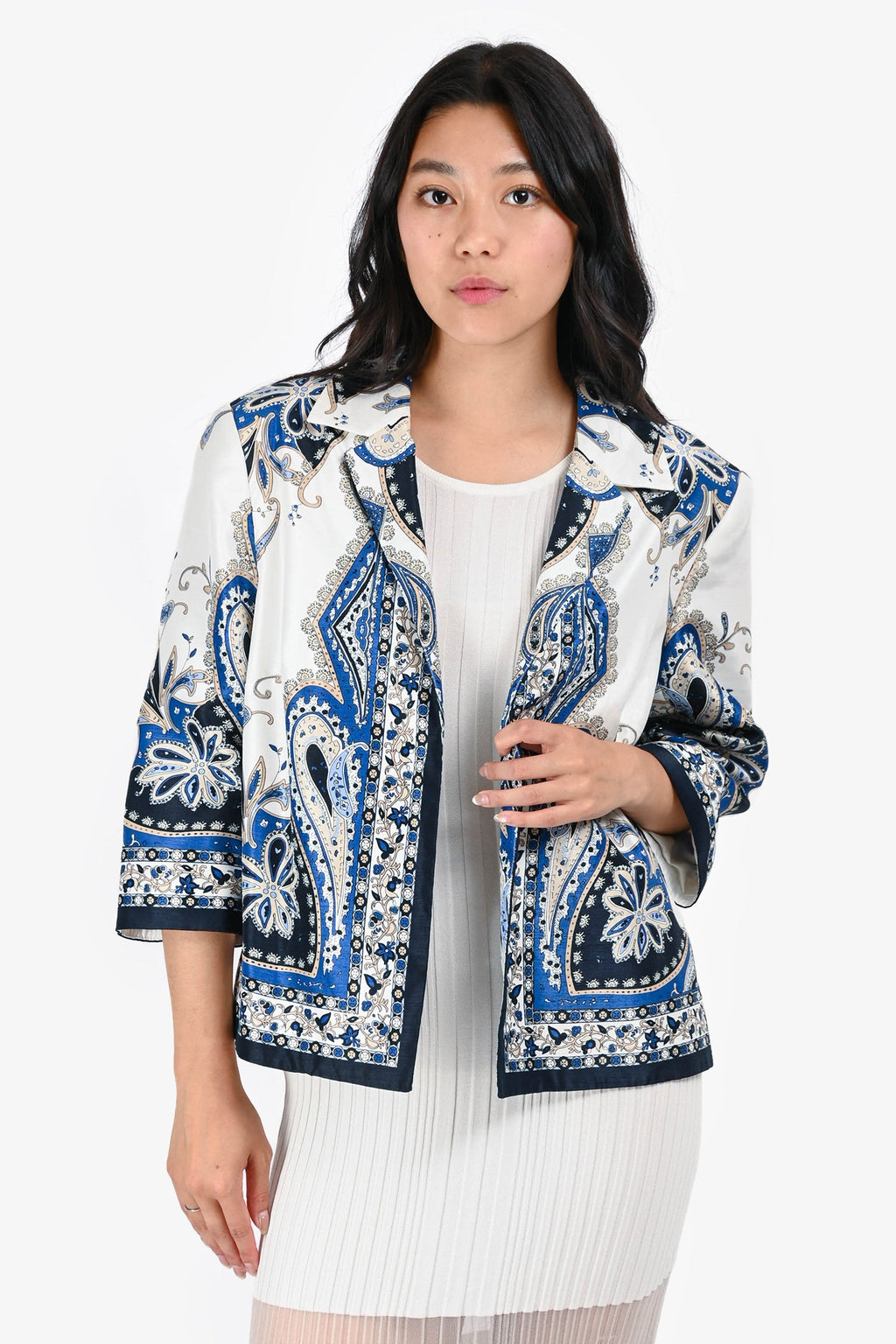 L'Agence Blue/White Paisley Jacket Size 4