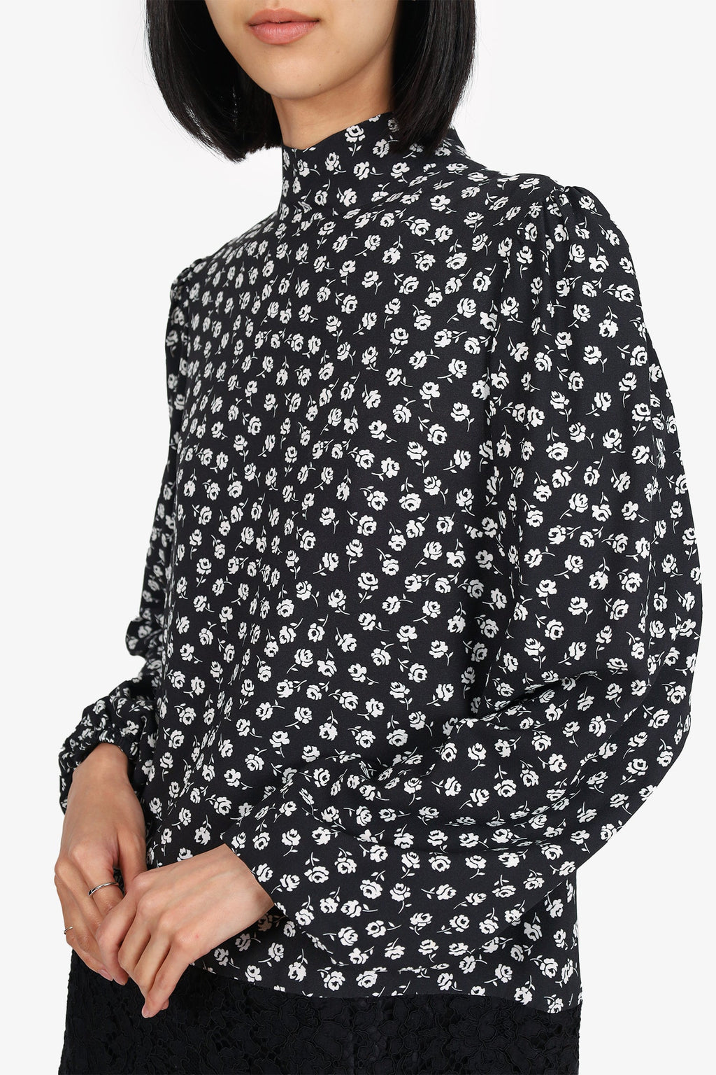 Dolce & Gabbana Black Lace Detail Long Sleeve Floral Dress Size 46