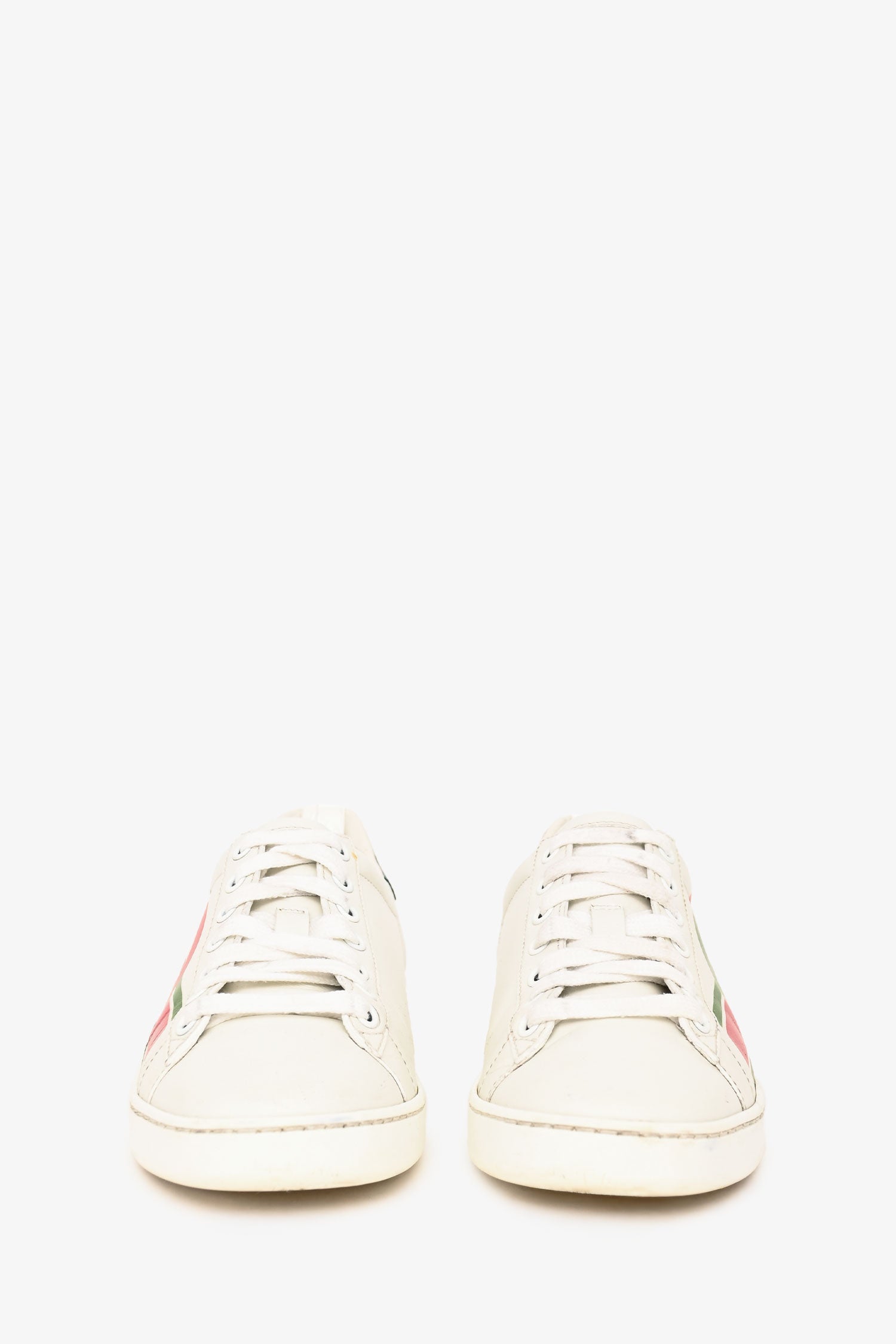 Gucci White Leather GG Printed Logo Ace Sneakers Size 35