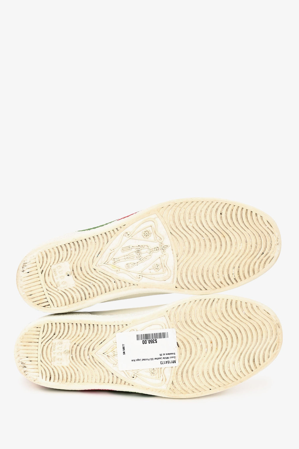 Gucci White Leather GG Printed Logo Ace Sneakers Size 35