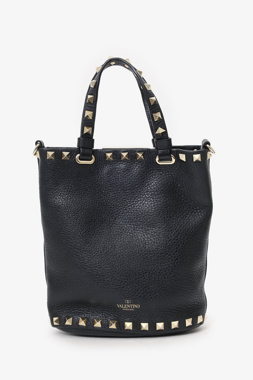 Valentino Black Rockstud Mini Bucket Bag