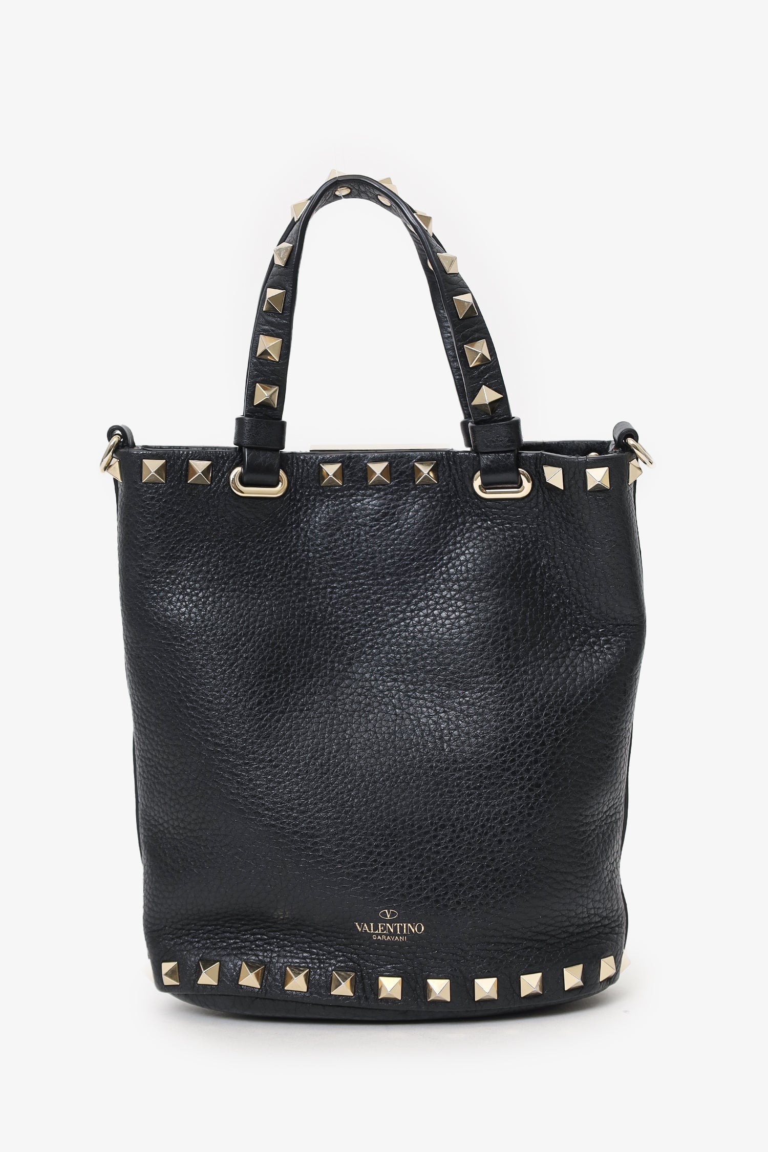 Valentino Black Rockstud Mini Bucket Bag