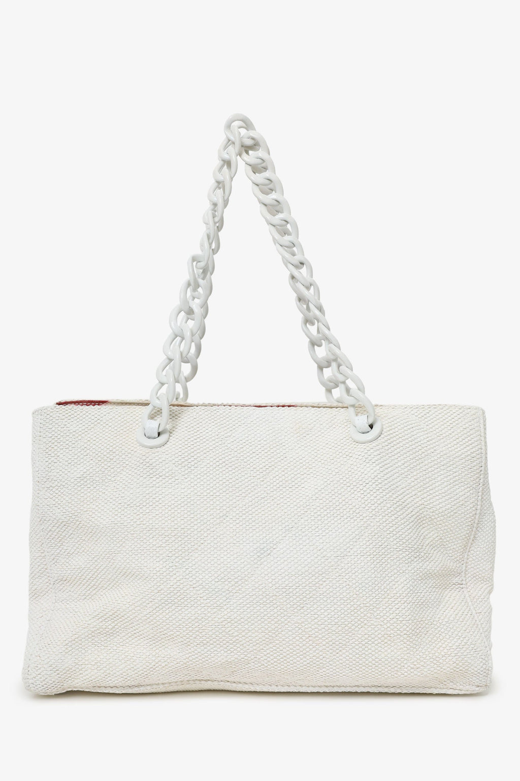 Pre-Loved Chanel™ 2000-02 White Raffia Chain Beach Tote With Pouches