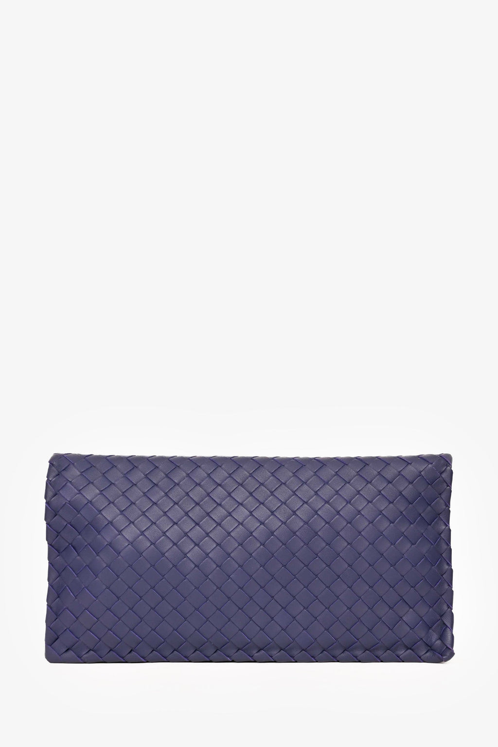 Bottega Veneta Purple Leather Intrecciato Turn Lock Clutch