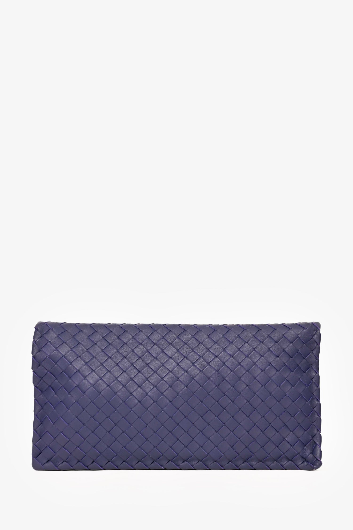 Bottega Veneta Purple Leather Intrecciato Turn Lock Clutch