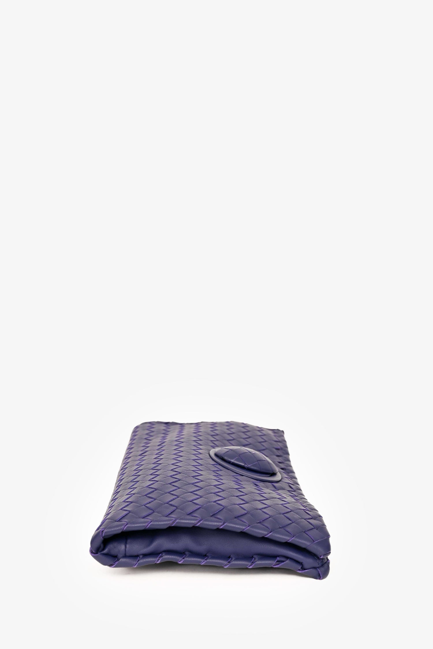 Bottega Veneta Purple Leather Intrecciato Turn Lock Clutch