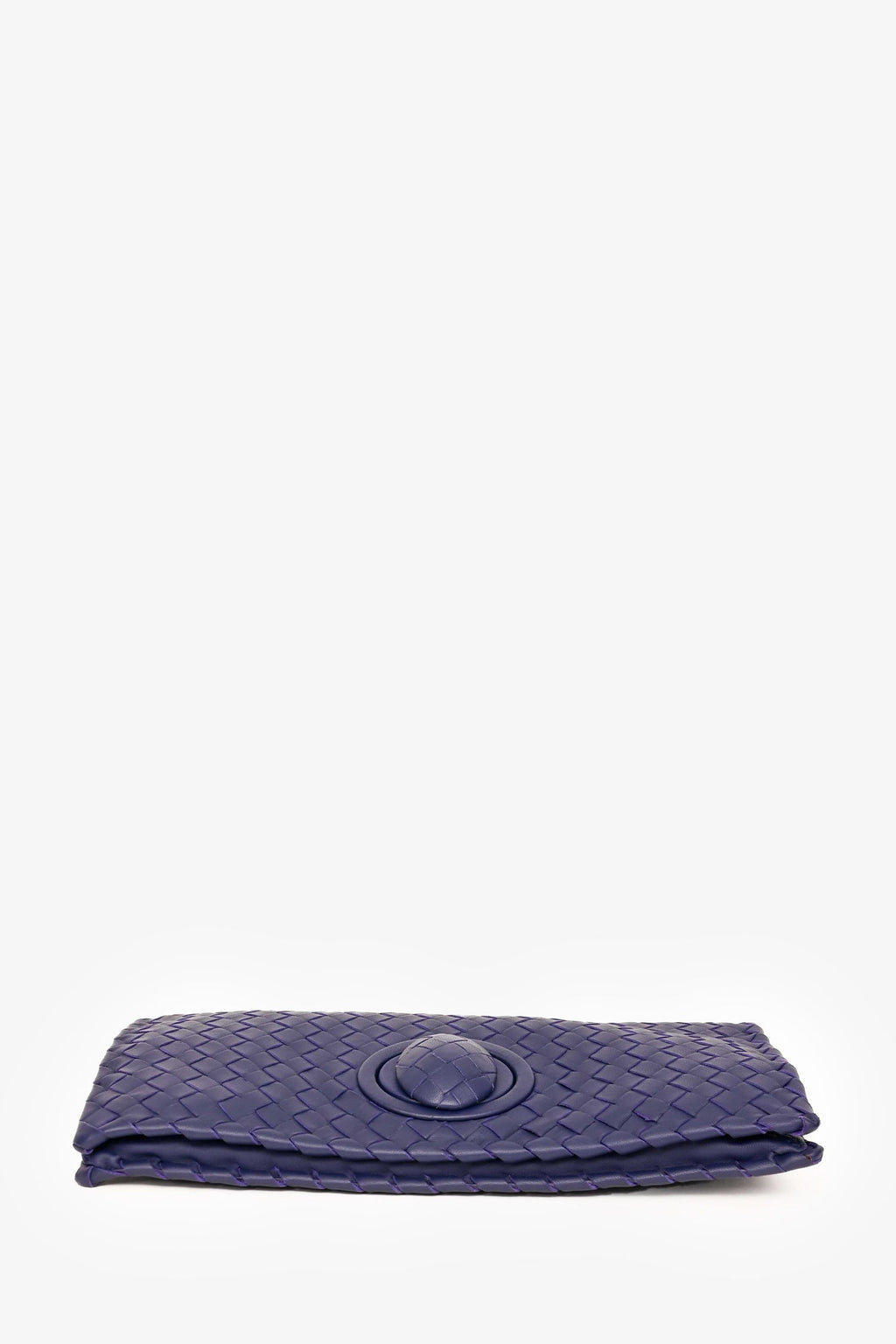 Bottega Veneta Purple Leather Intrecciato Turn Lock Clutch