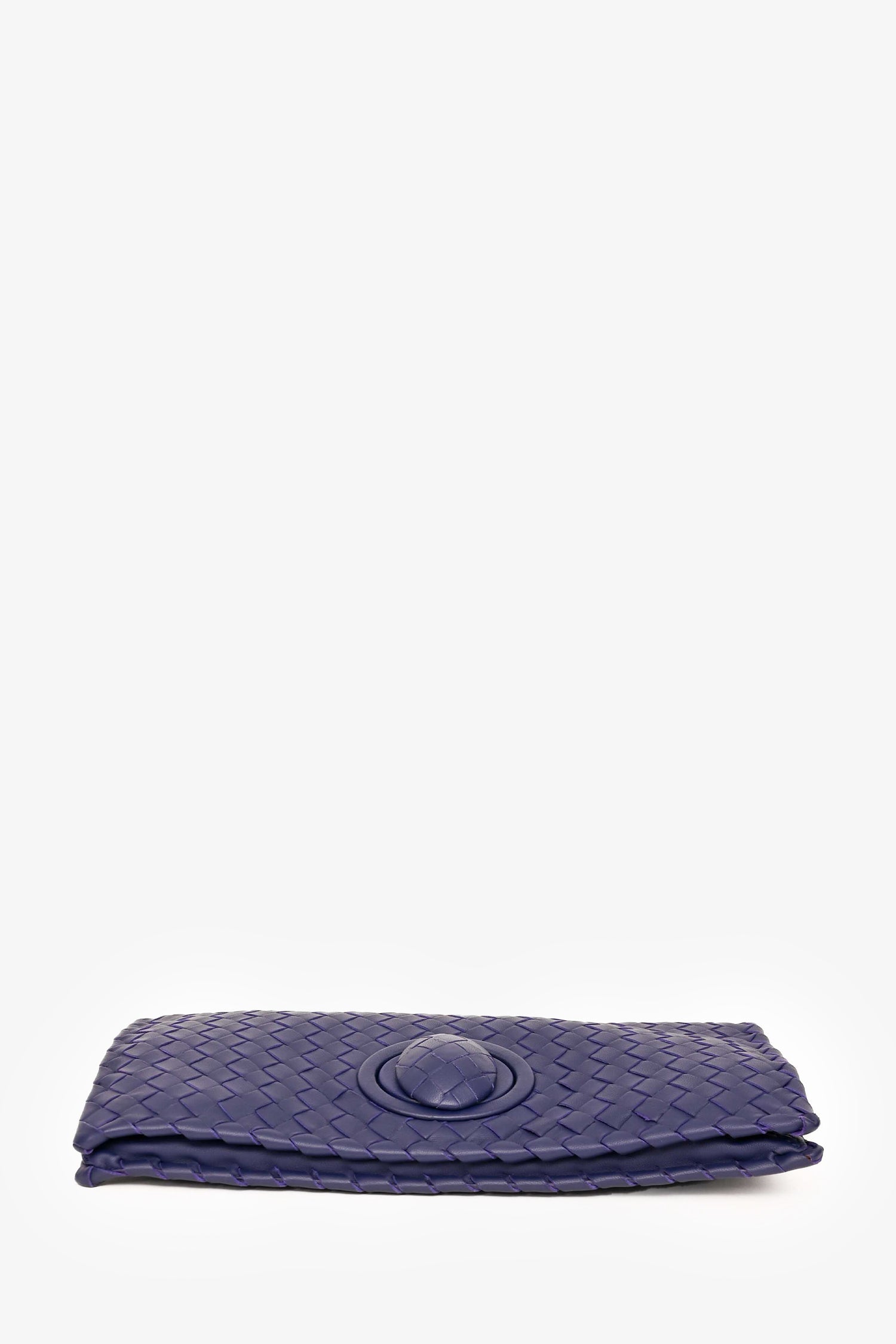 Bottega Veneta Purple Leather Intrecciato Turn Lock Clutch