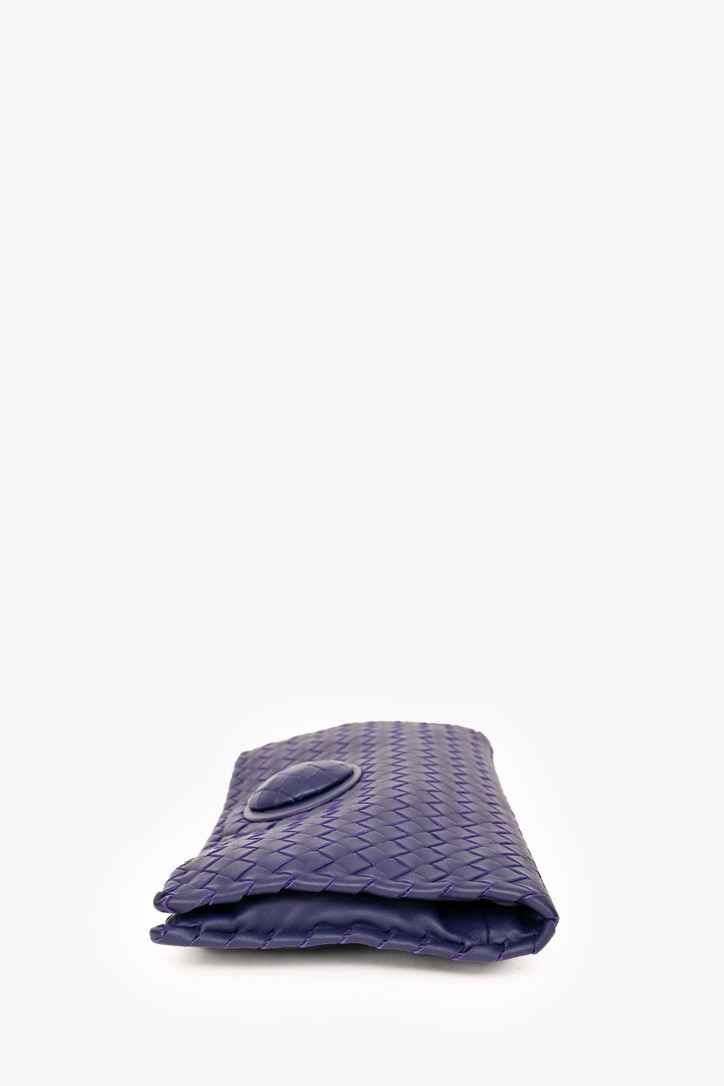 Bottega Veneta Purple Leather Intrecciato Turn Lock Clutch