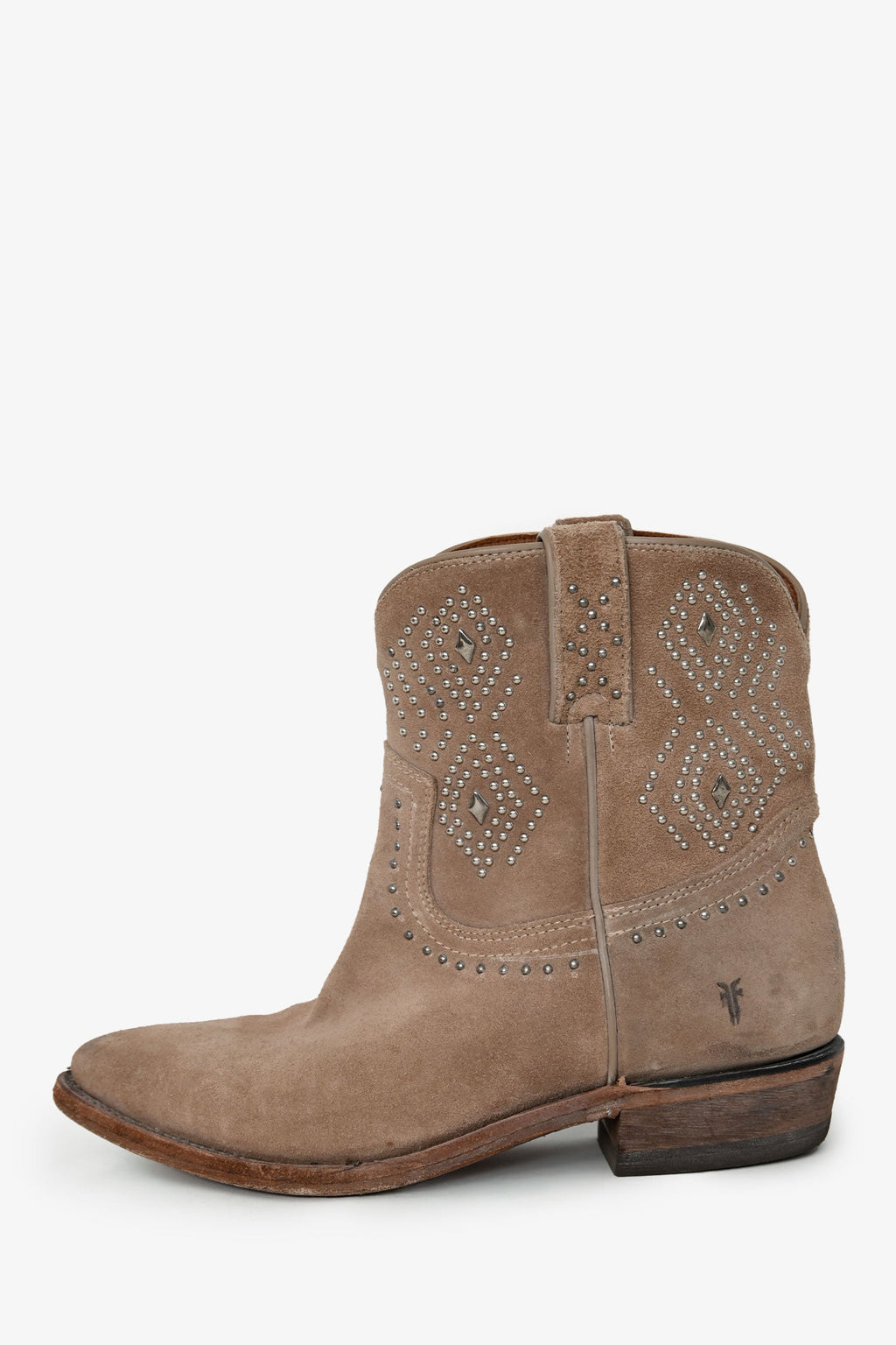 Frye Beige Leather Studded Mid-Calf Western Boots Size 8
