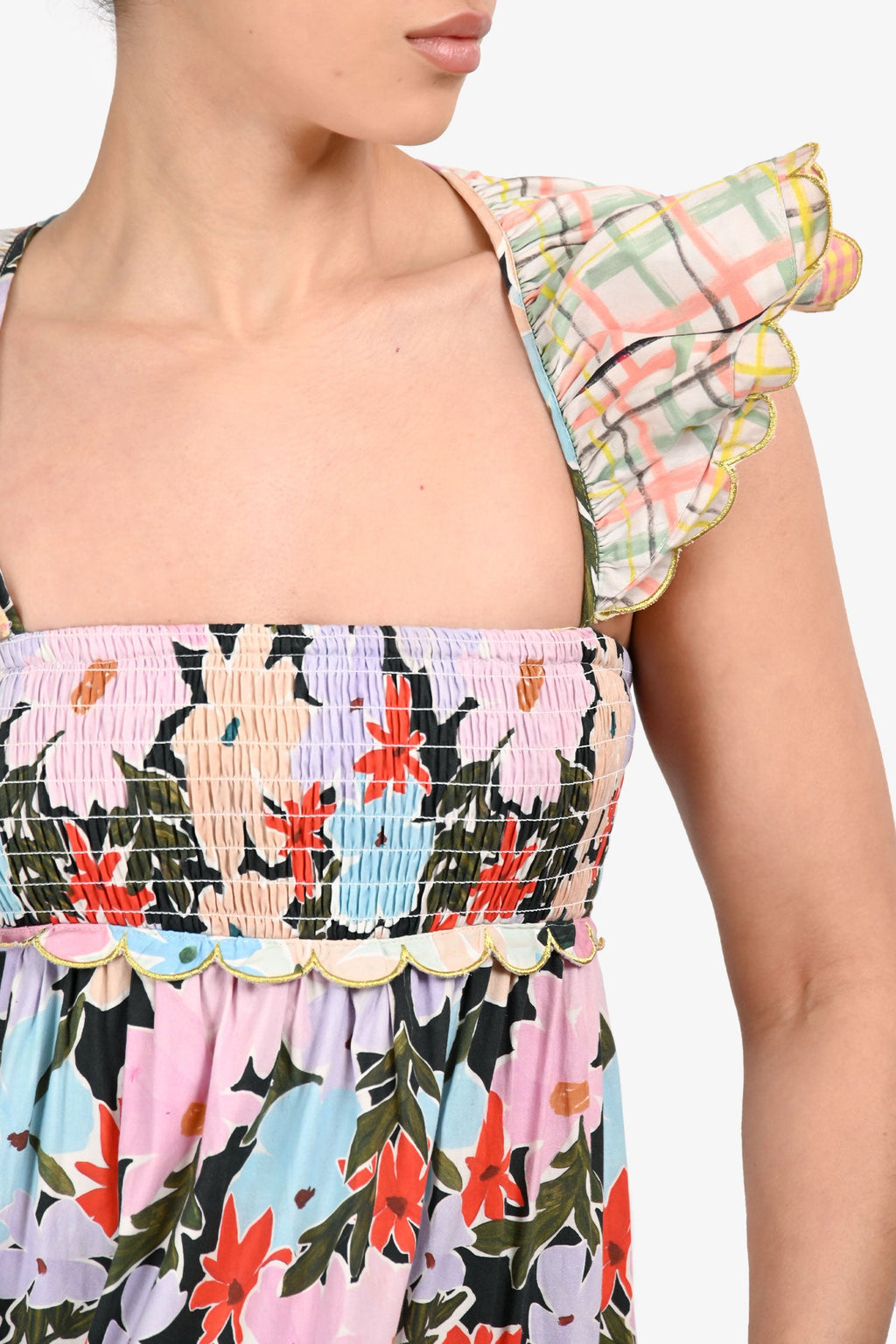 Celia B Multicolour Floral Print Ruffle Sleeveless Midi Length Dress Size XS