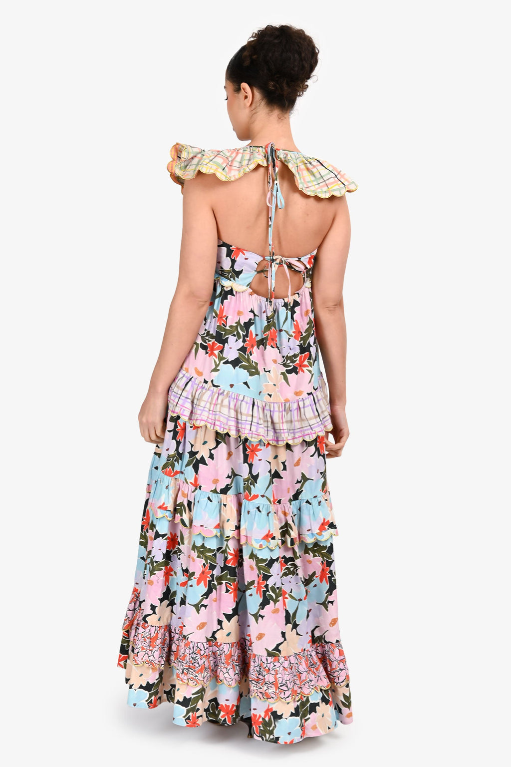 Celia B Multicolour Floral Print Ruffle Sleeveless Midi Length Dress Size XS