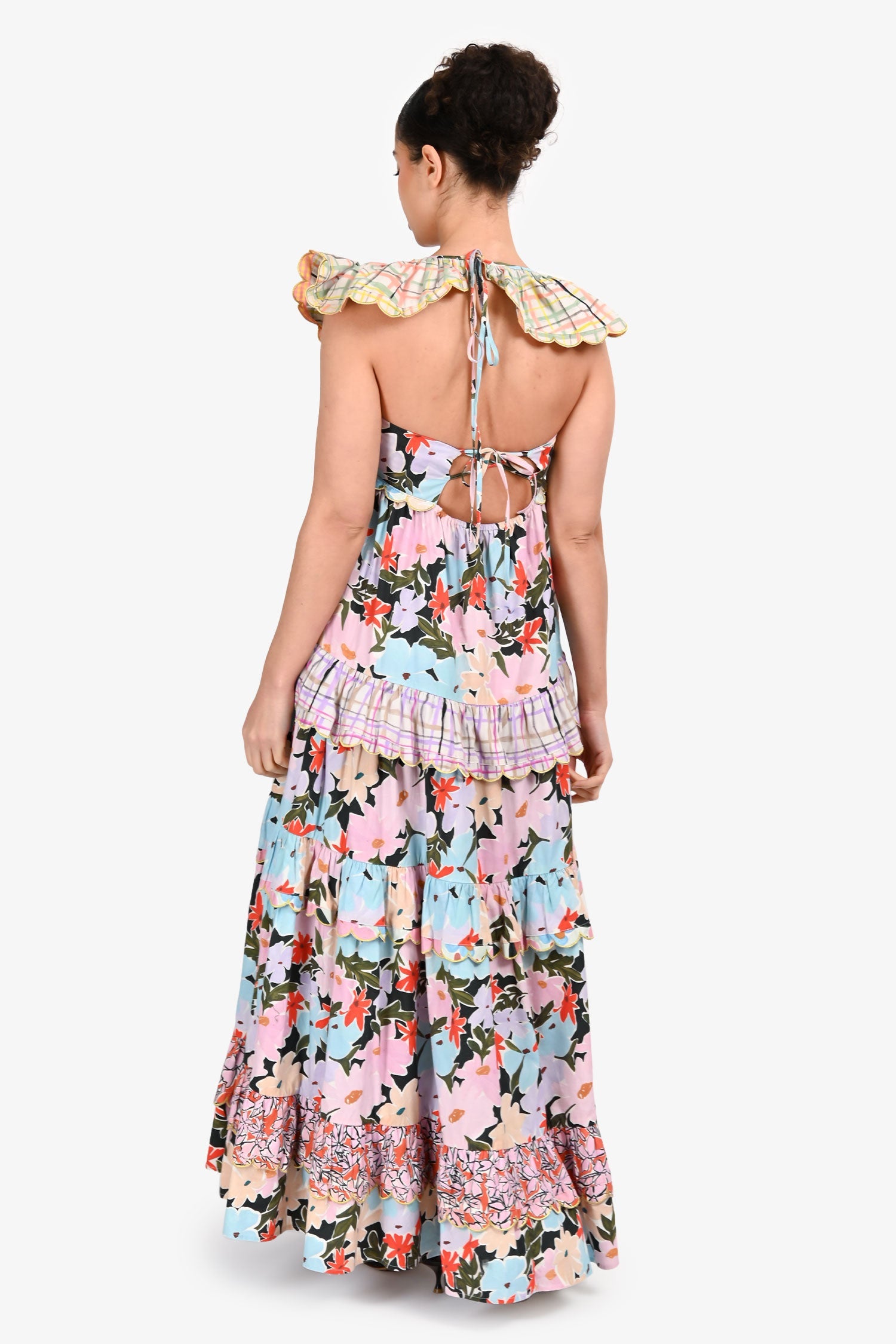 Celia B Multicolour Floral Print Ruffle Sleeveless Midi Length Dress Size XS