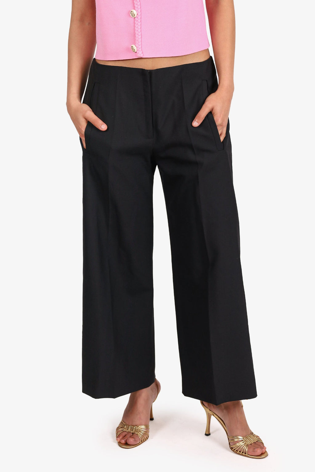 Balenciaga Black High Waisted Cropped Pants Size 38