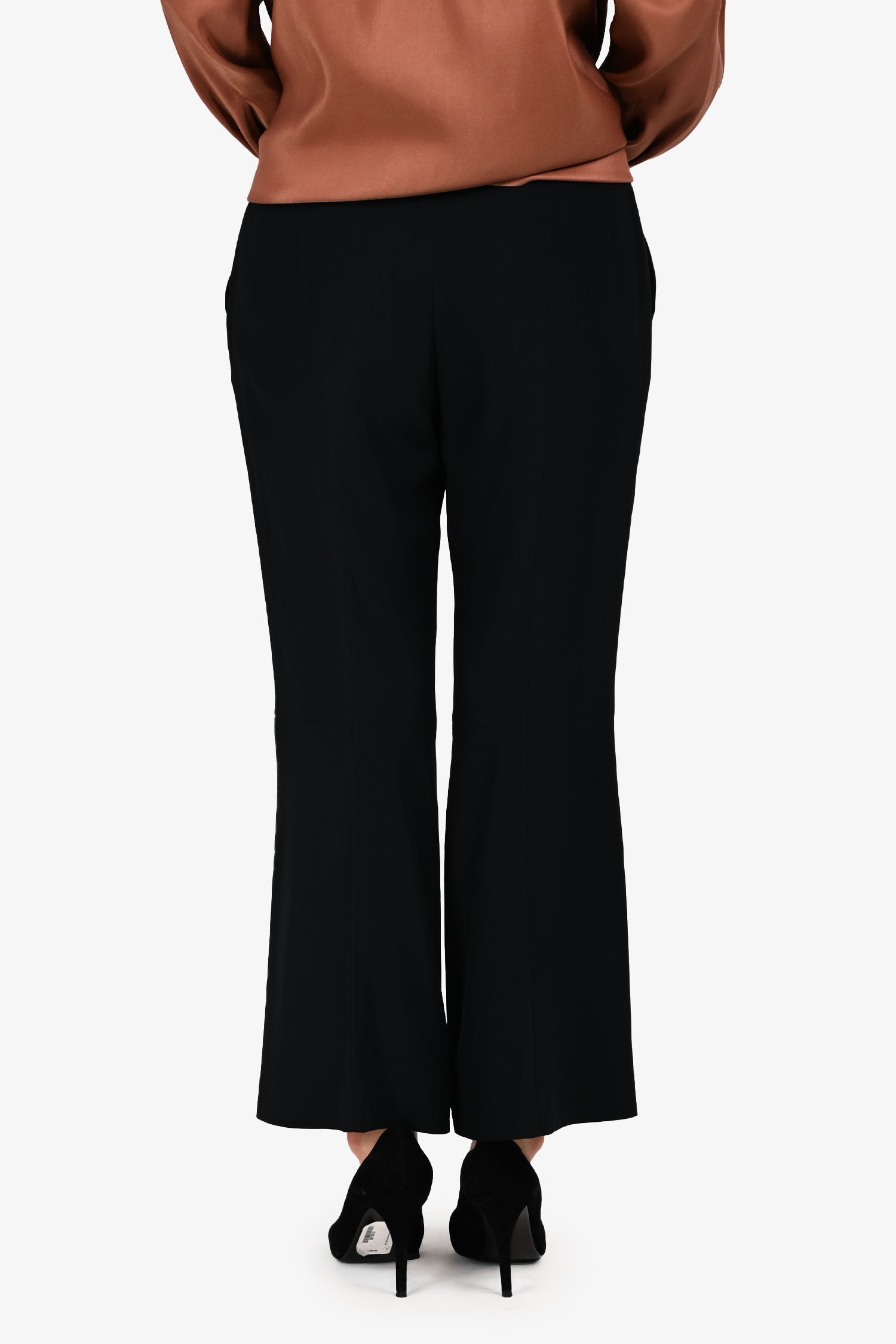 Alexander McQueen 2017 Black High Waisted Mini Flare Cropped Pants Size 42