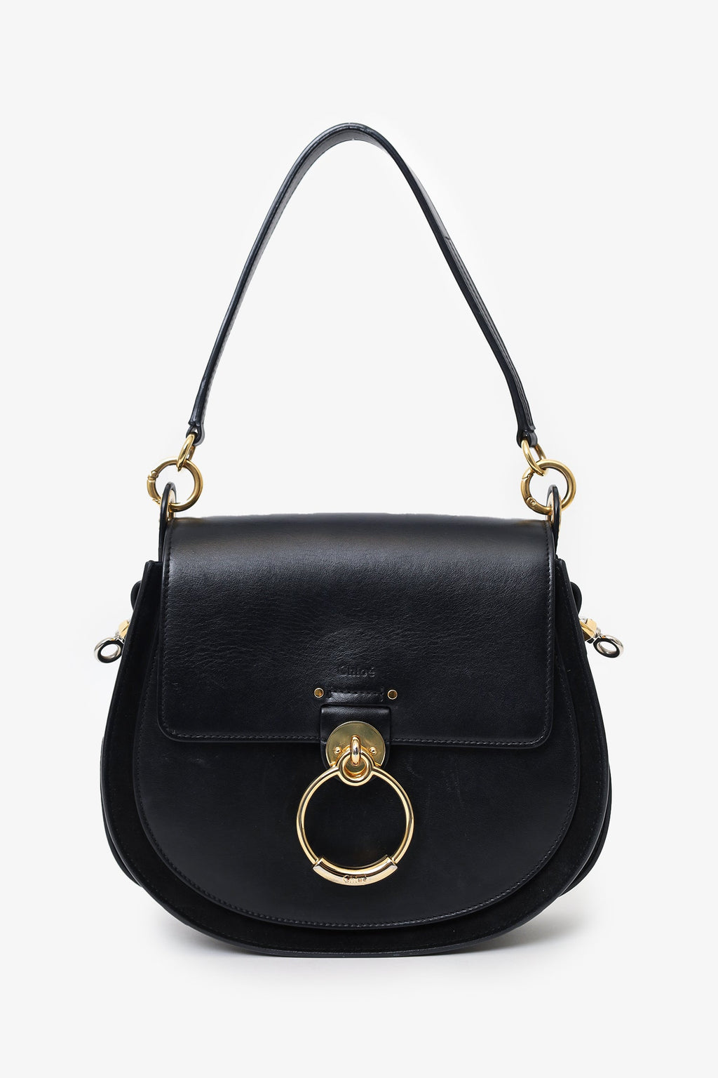 Chloé Black Leather Large Tess Camera Bag