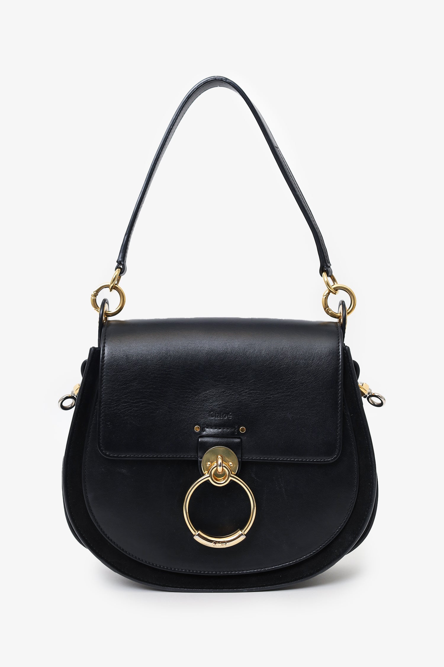 Chloé Black Leather Large Tess Camera Bag