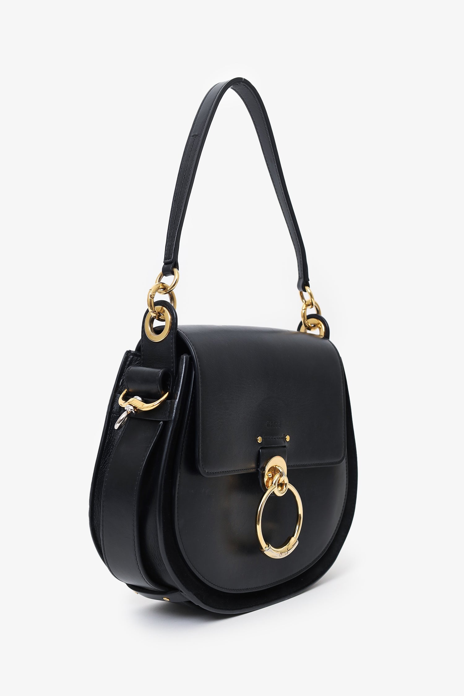Chloé Black Leather Large Tess Camera Bag