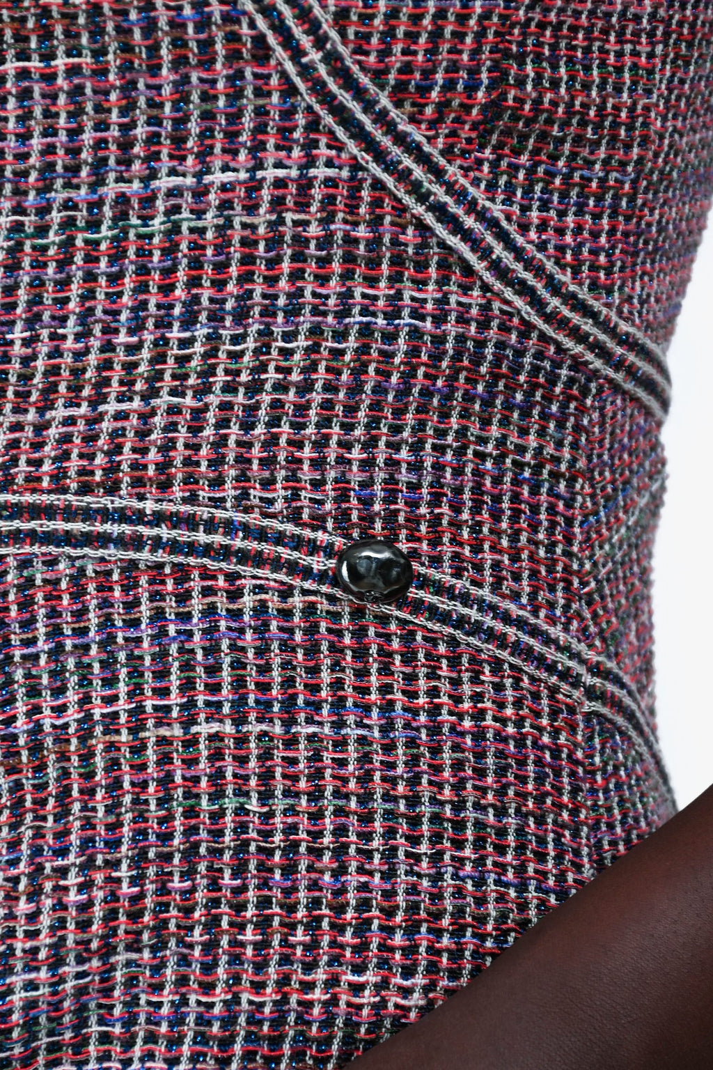 Pre-Loved Chanel™ Pink/Blue Metallic Tweed Dress Size 40