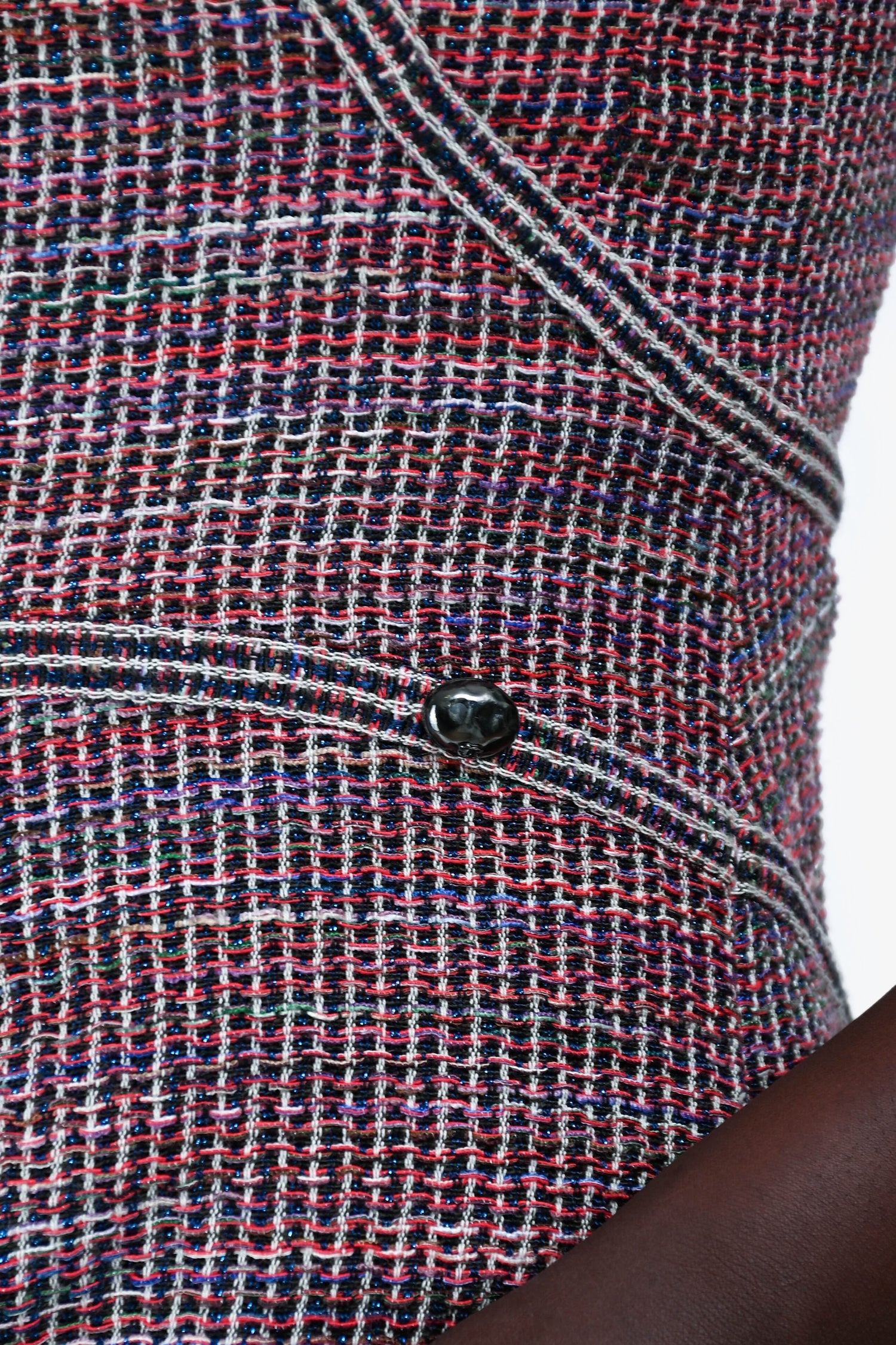 Pre-Loved Chanel™ Pink/Blue Metallic Tweed Dress Size 40