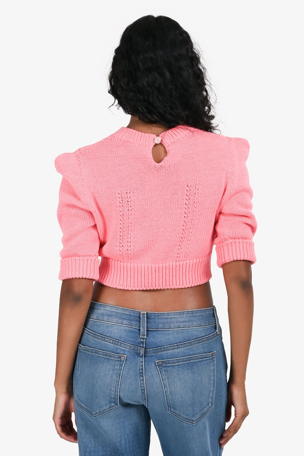 Pre-Loved Chanel™ Pink Cotton Knit Short Sleeve Crop Top Size 36