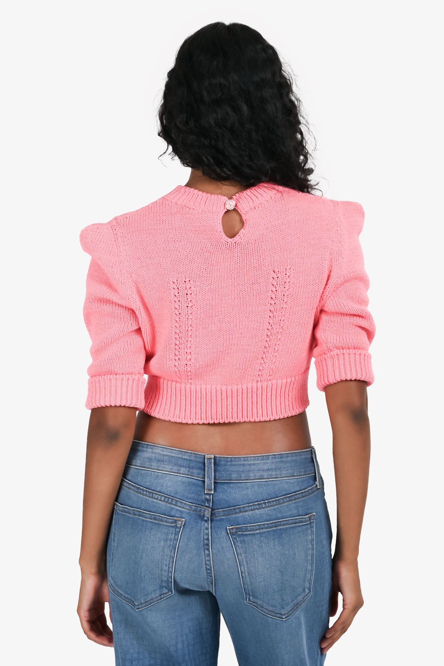 Pre-Loved Chanel™ Pink Cotton Knit Short Sleeve Crop Top Size 36