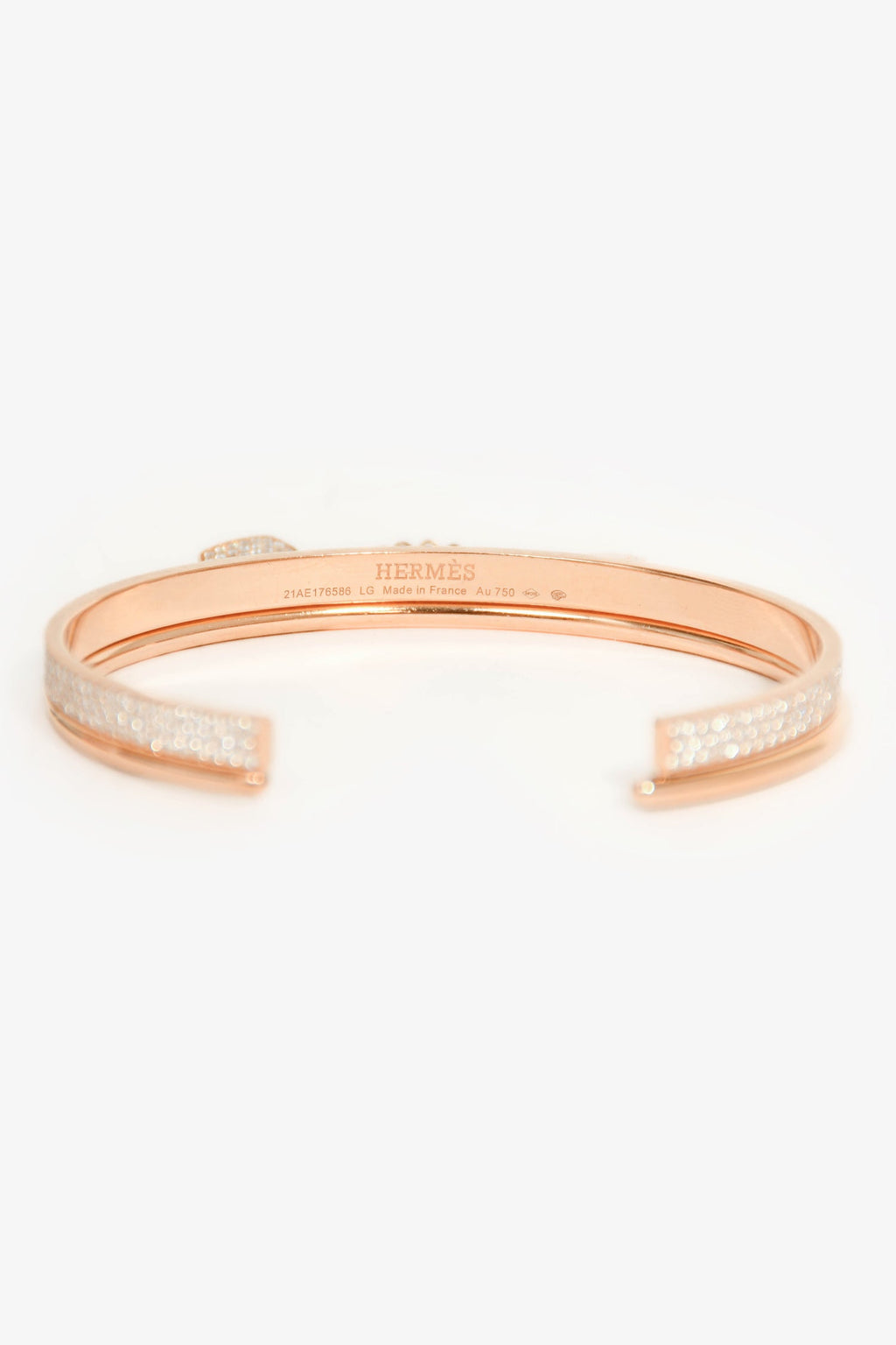 Hermès 18K Rose Gold Diamonds Kelly Cadenas Double Bracelet Small Model